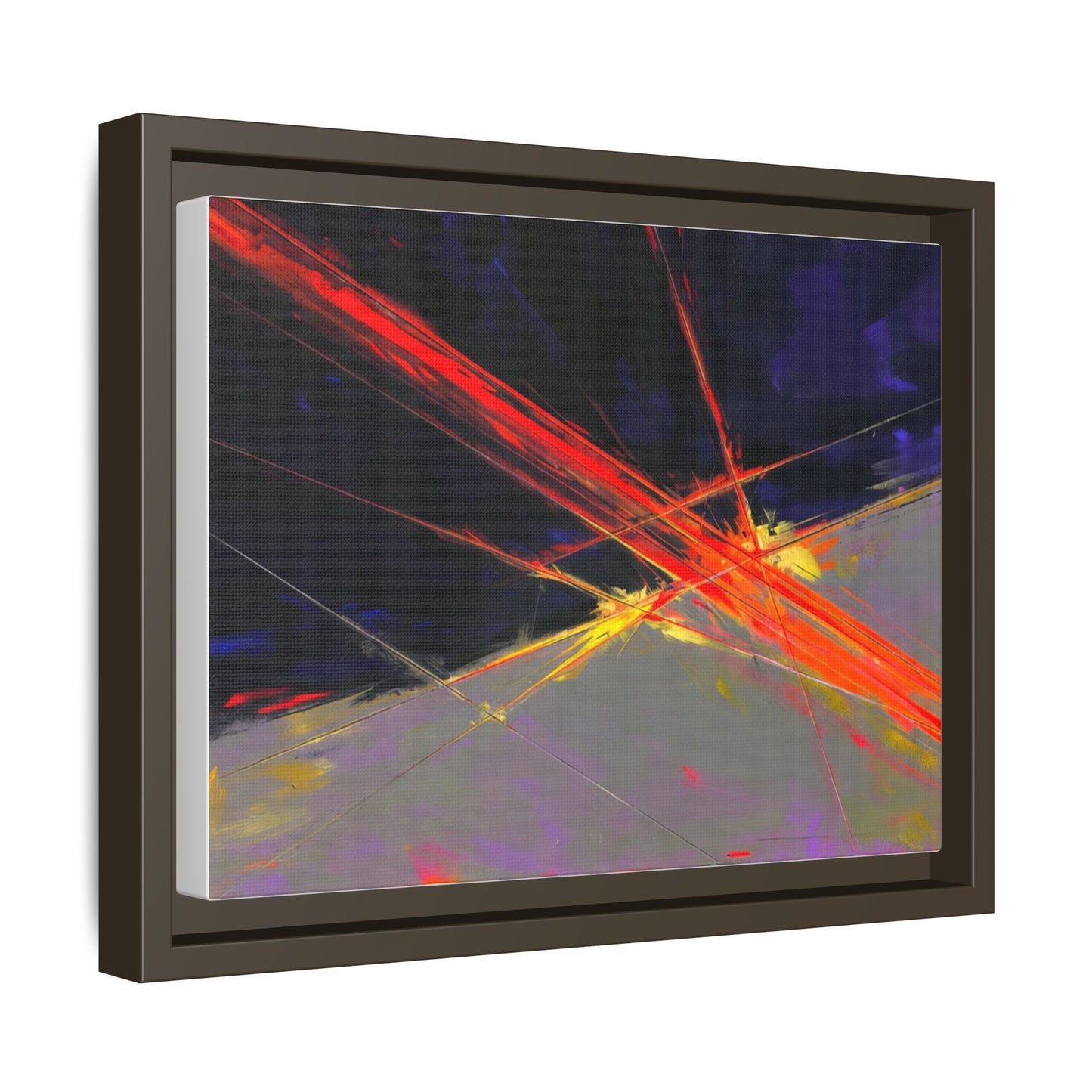 Abstract Red Streaks Framed Matte Canvas Art — Modern Multi‑Color Wall Decor