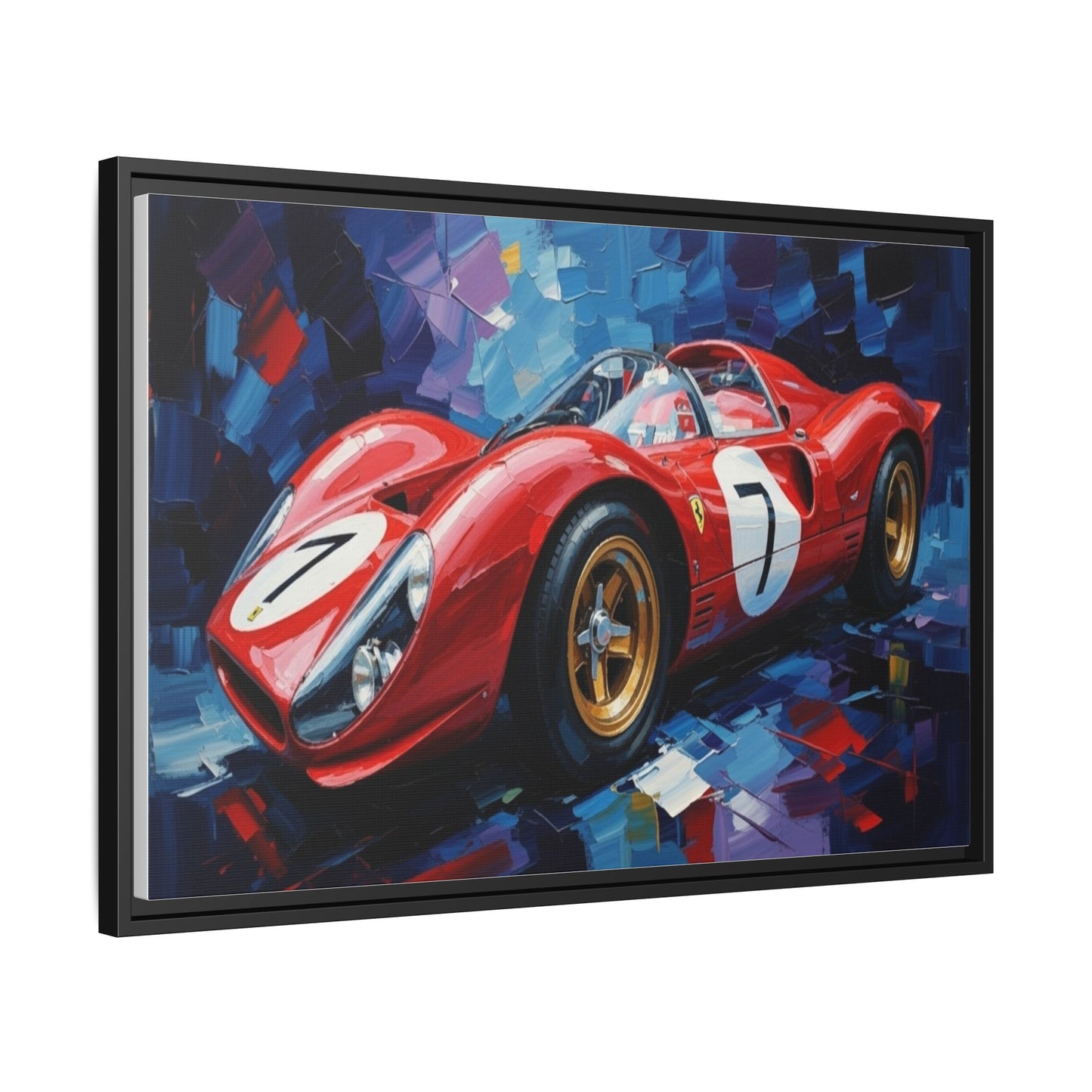 Vintage Ferrari Red Racecar Matte Canvas Framed Wall Art