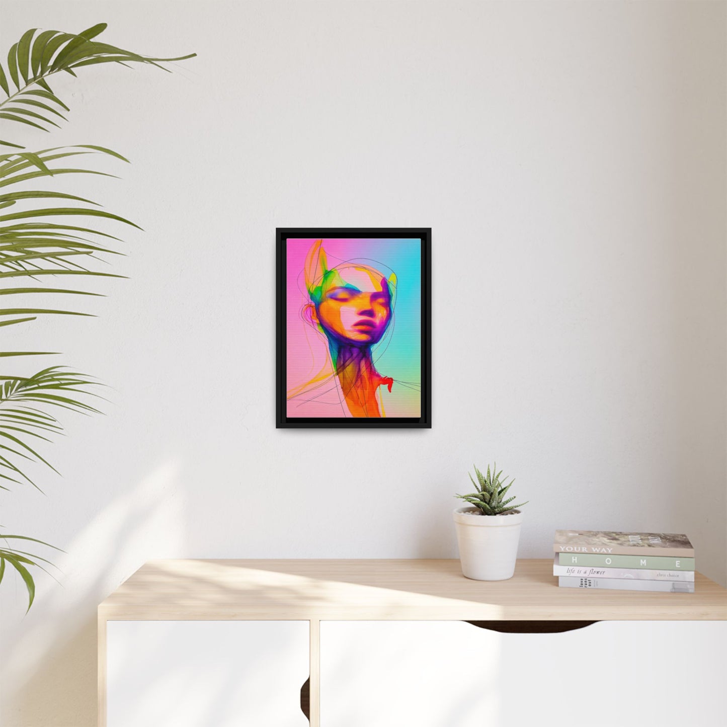 Framed Matte Canvas Art — Vibrant Abstract Portrait Wall Print