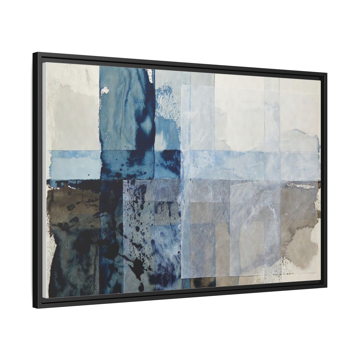Abstract Coastal Blue Framed Canvas Art