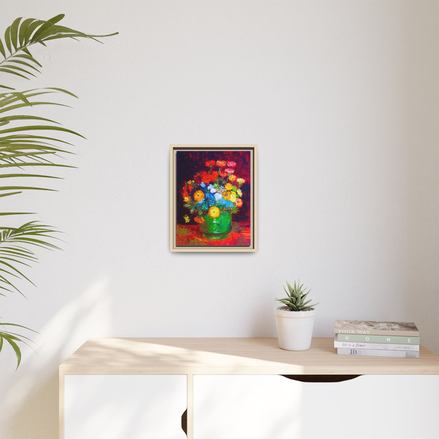 Framed Floral Canvas Print — Colorful Bouquet Wall Art