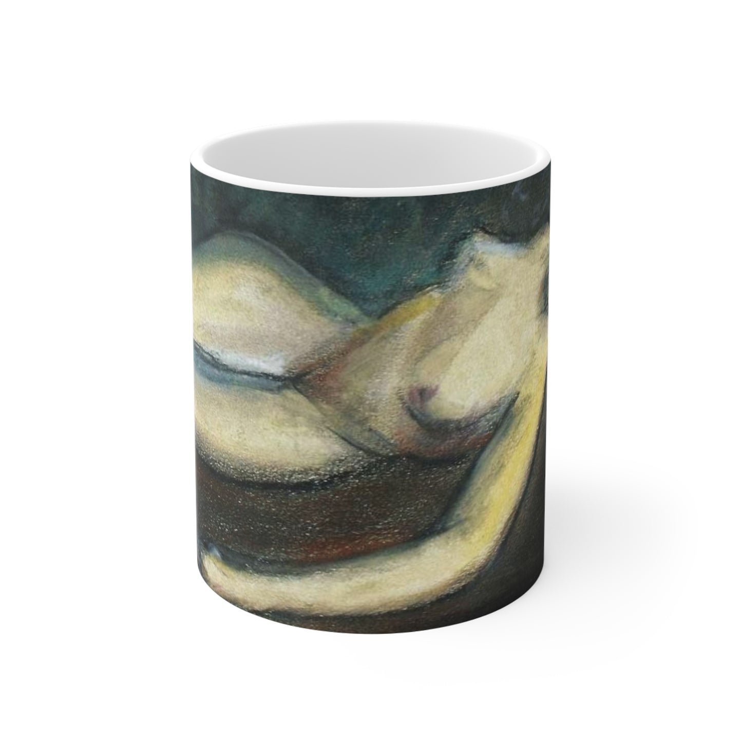 Artistic Nude Figure Coffee Mug — Abstract Reclining Female Painting
