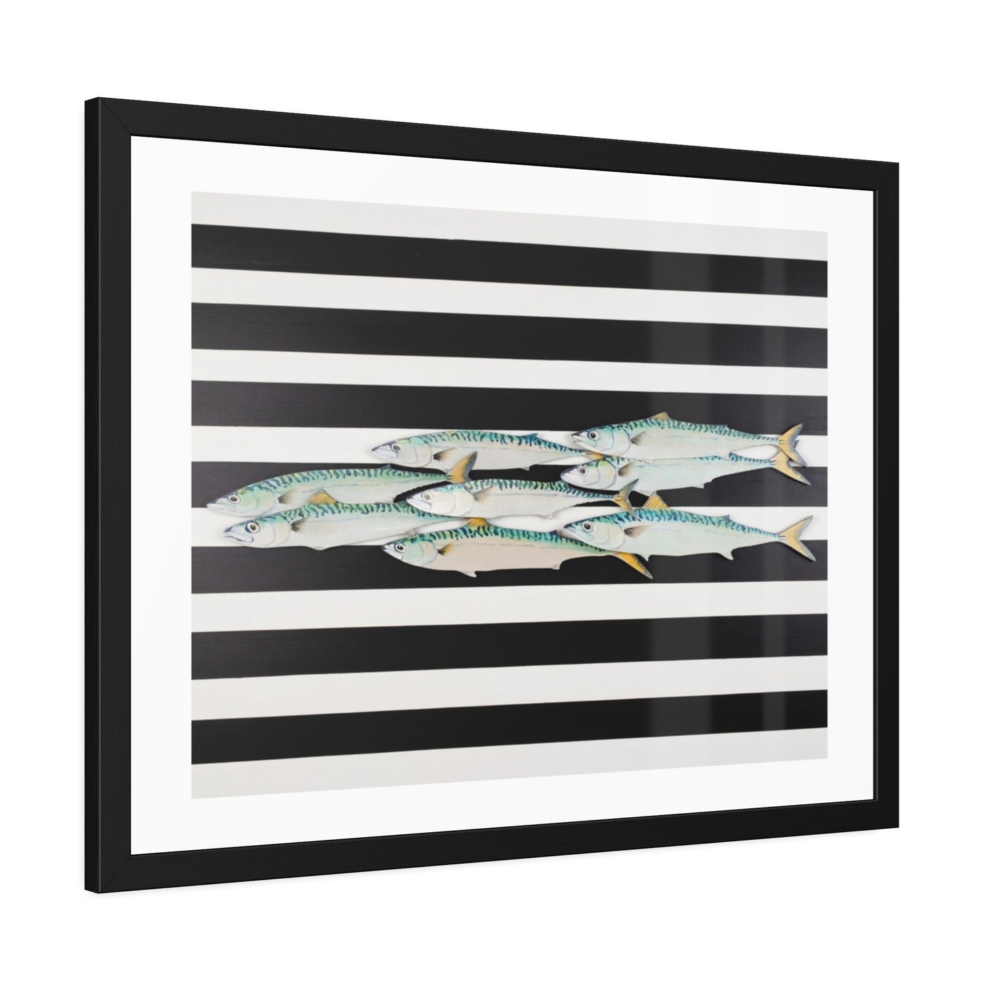 Framed Poster – Striped School of Fish Nautical Wall Art