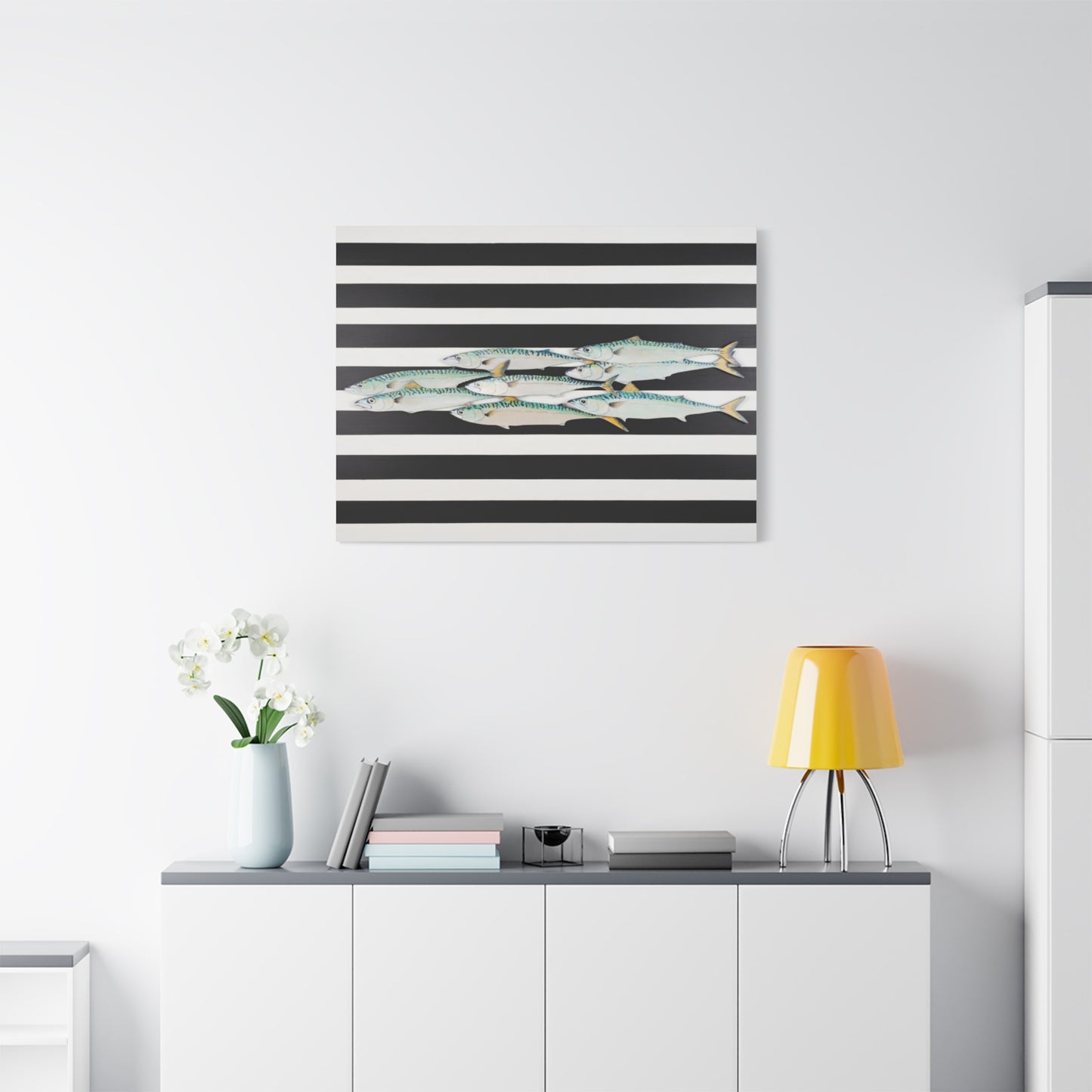 Striped Mackerel School Matte Canvas Print