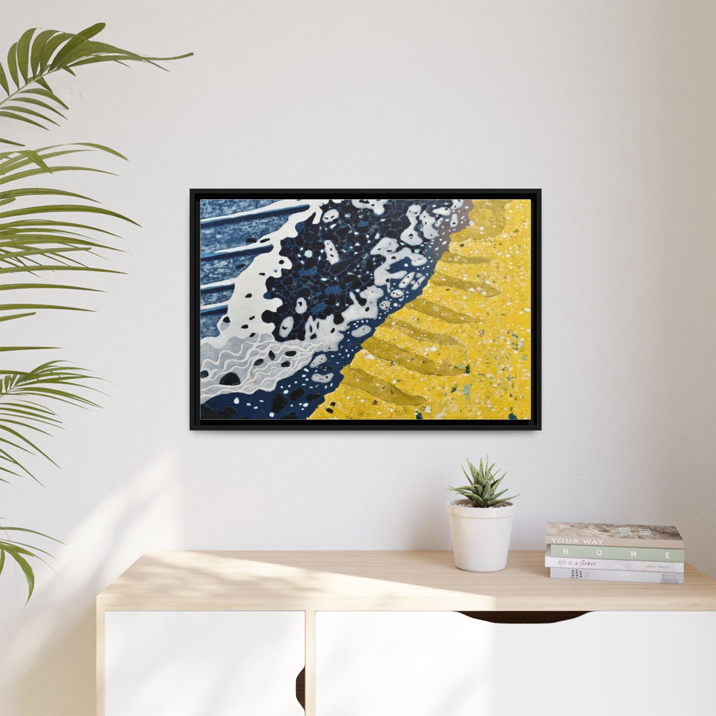 Framed Abstract Ocean & Sand Matte Canvas Print