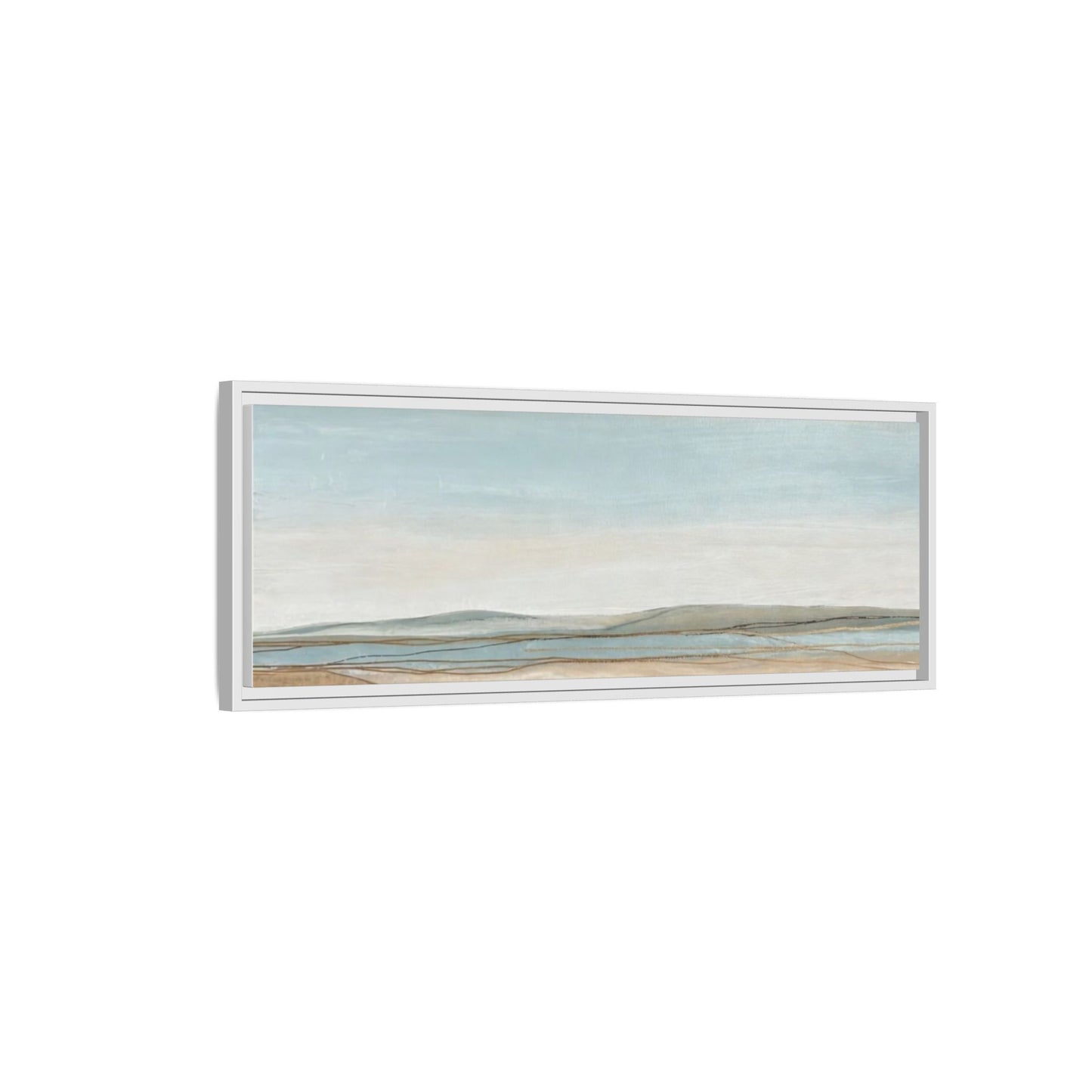 Framed Abstract Landscape Matte Canvas — Serene Coastal Horizon Wall Art