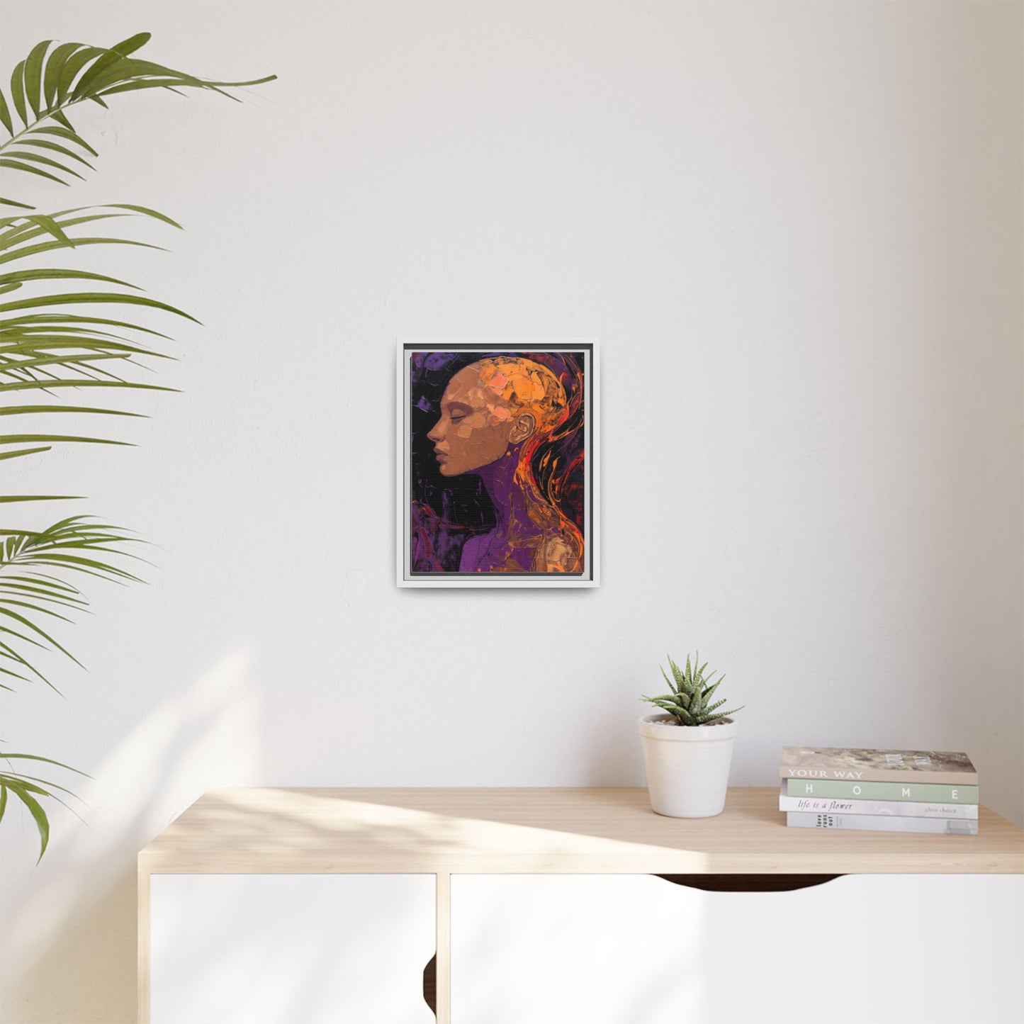 Abstract Profile Portrait Matte Framed Canvas — Multicolor Feminine Art Print