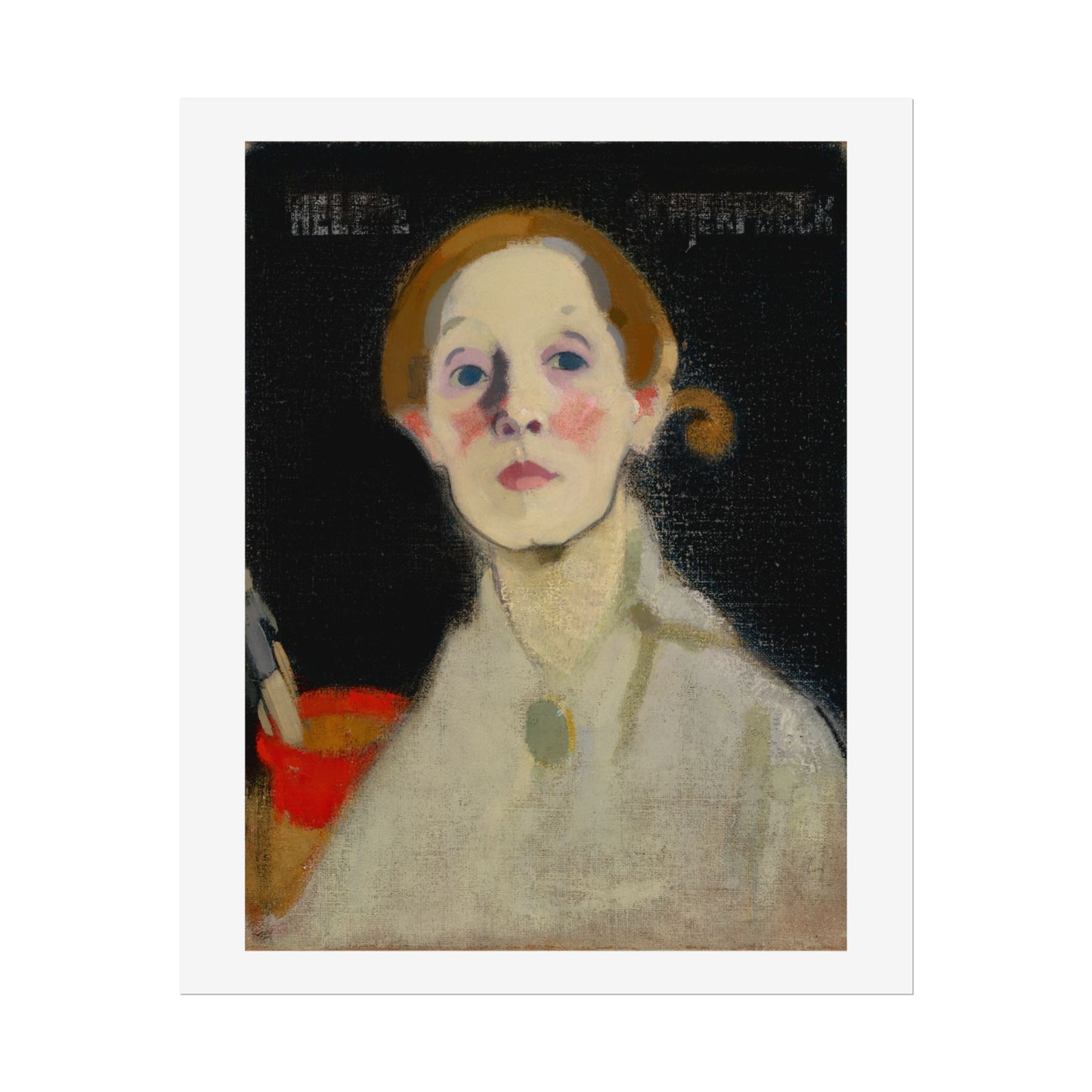 Self-Portrait Black Background by Helene Schjerfbeck Wall Art Print