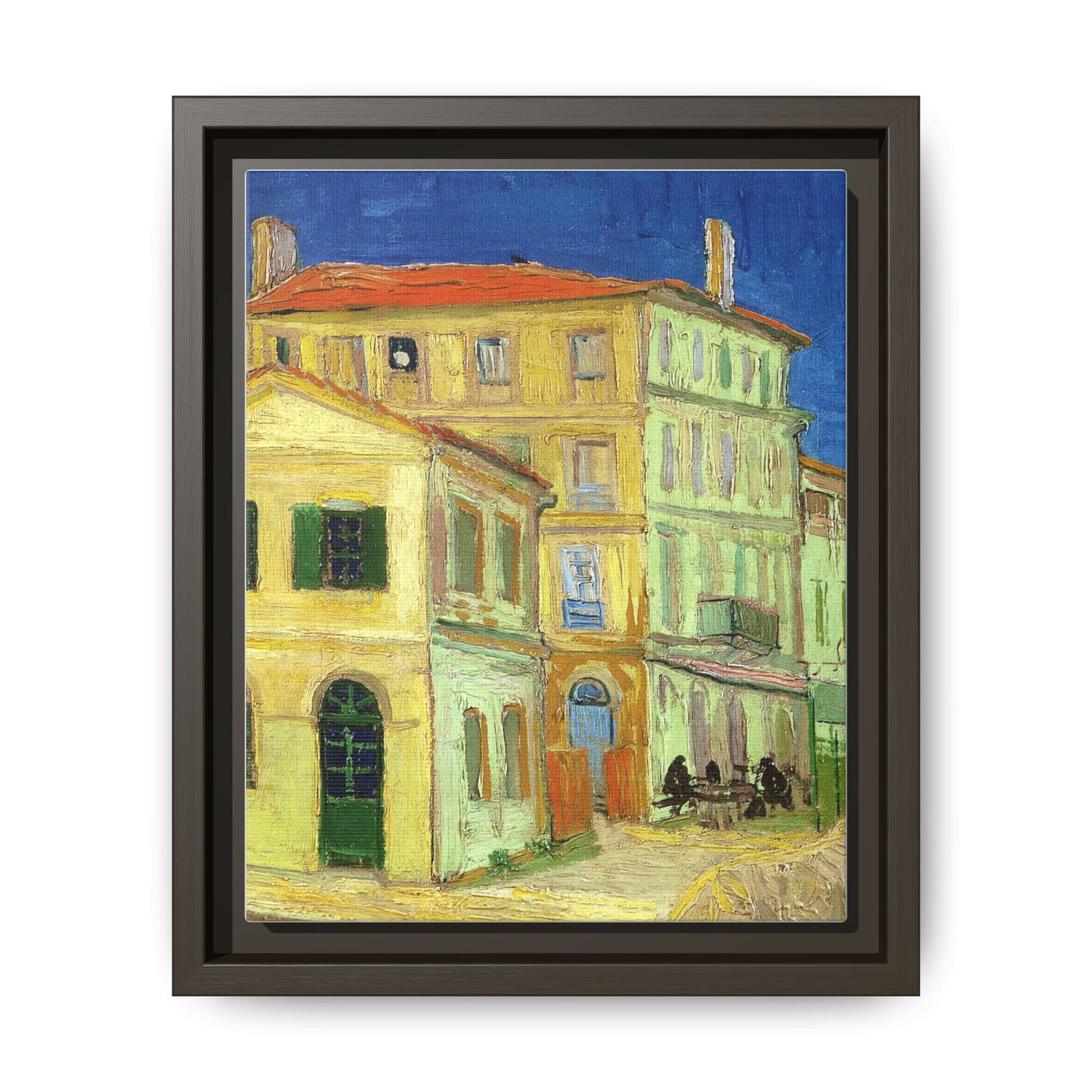Mediterranean Street Scene Matte Canvas Framed Wall Art