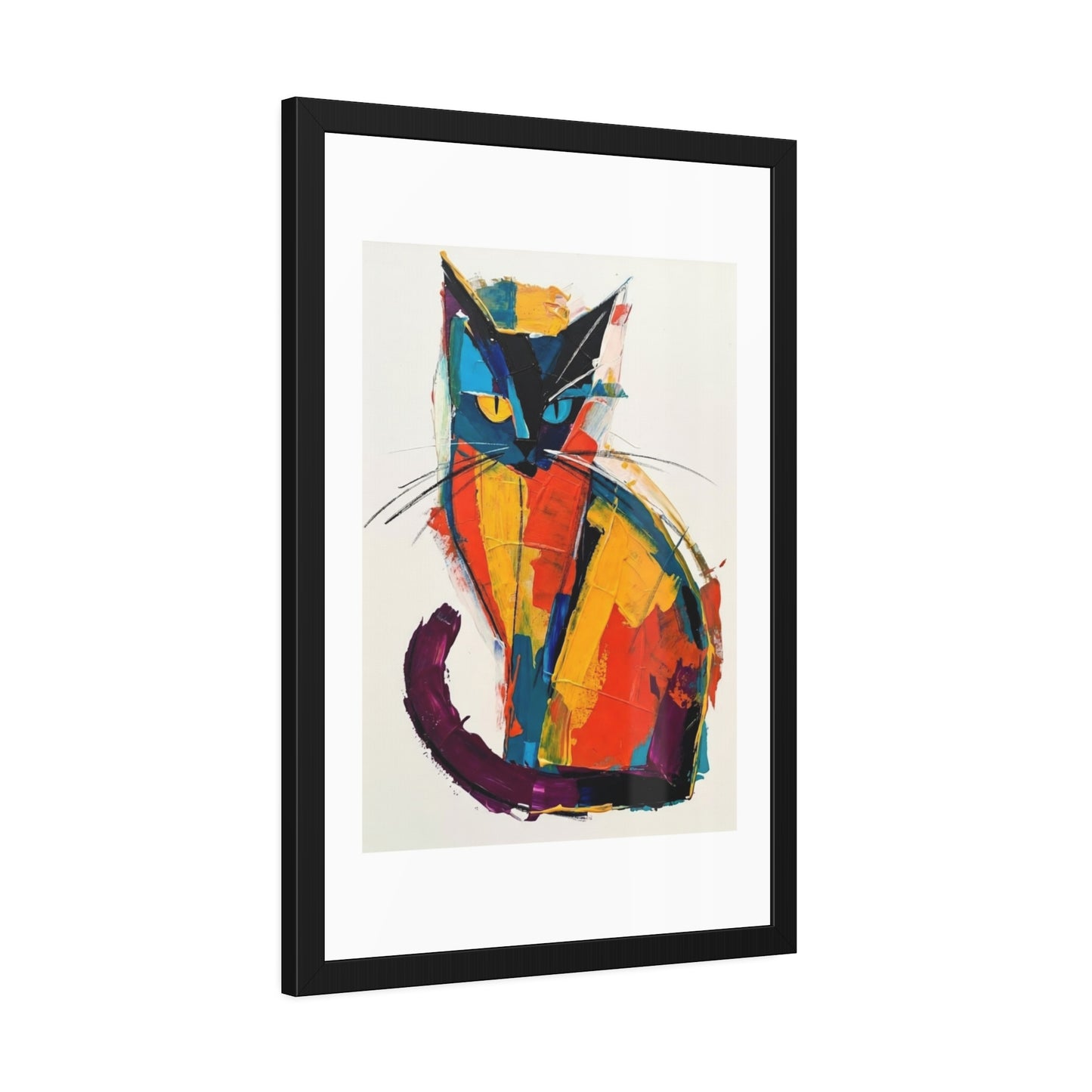 Colorful Abstract Cat Framed Poster