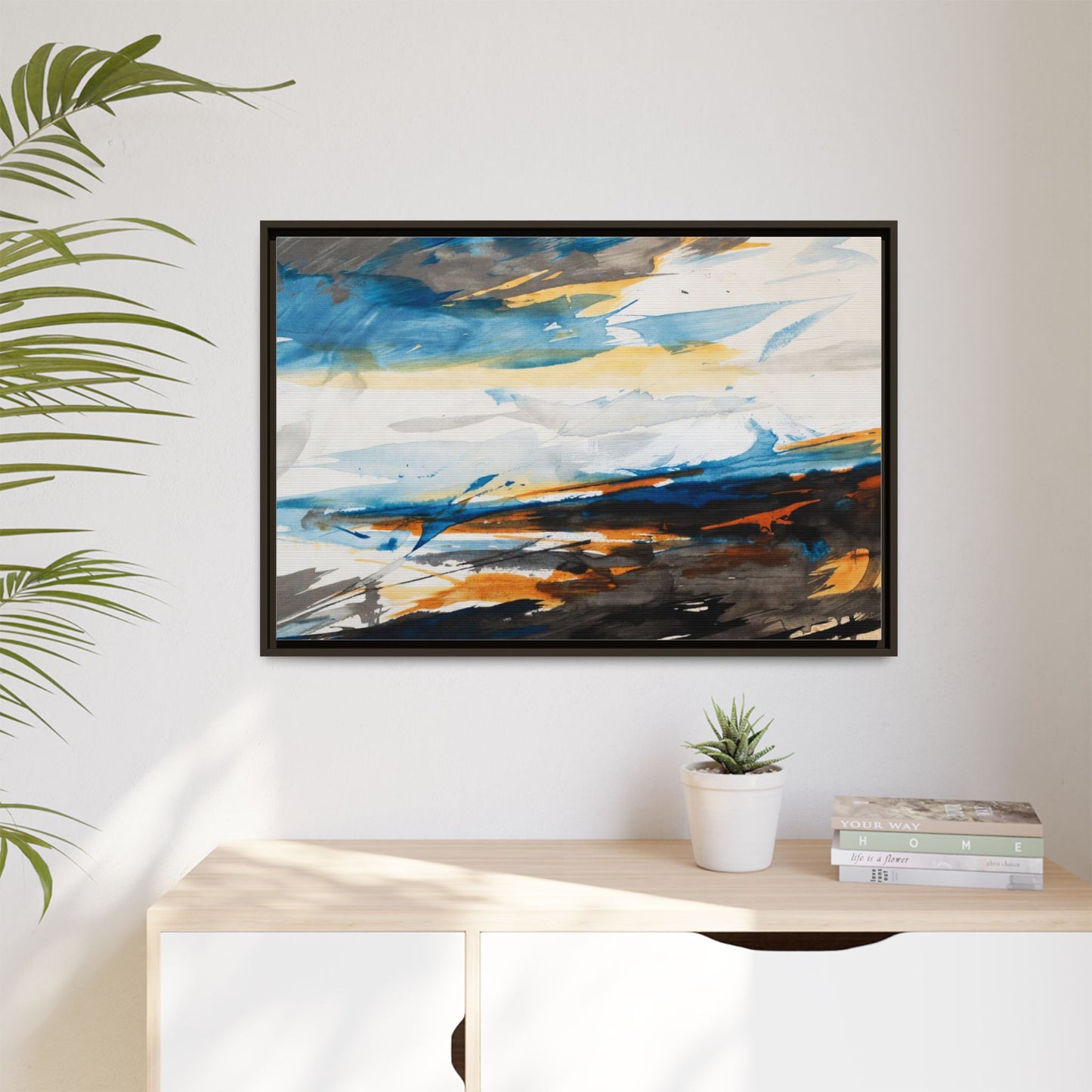Abstract Coastal Waves Matte Canvas Framed Wall Art