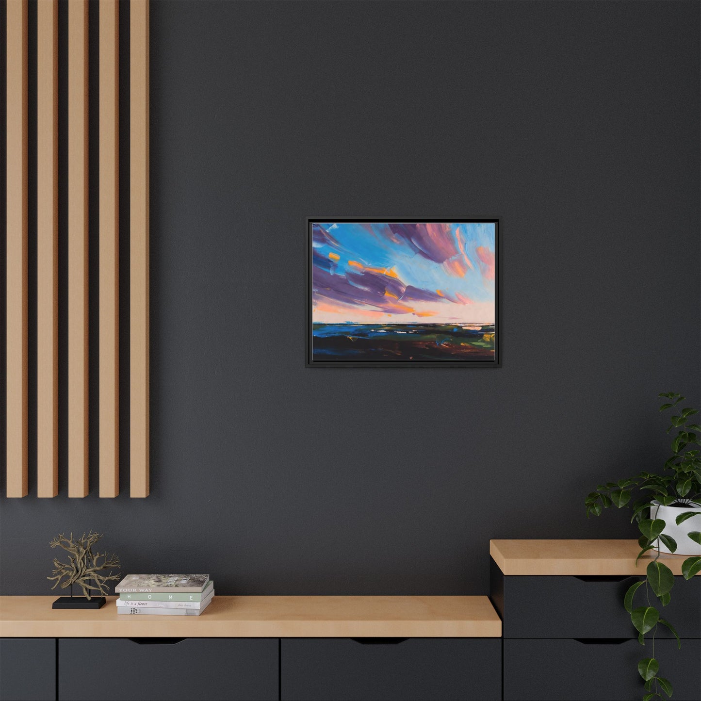 Framed Matte Canvas Abstract Seascape Sunset Art Print