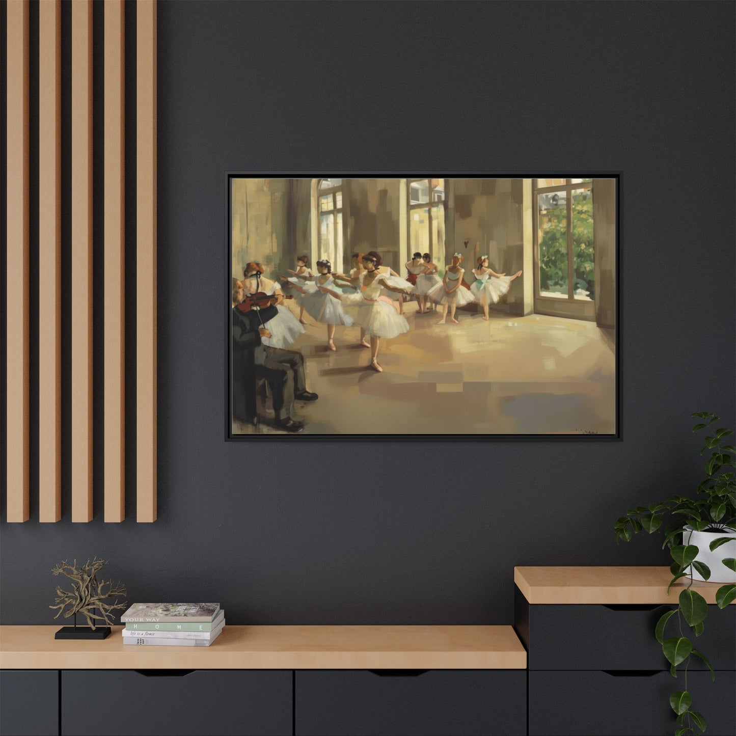 Framed Matte Canvas Print — Ballet Class Scene (Impressionist Dancers)