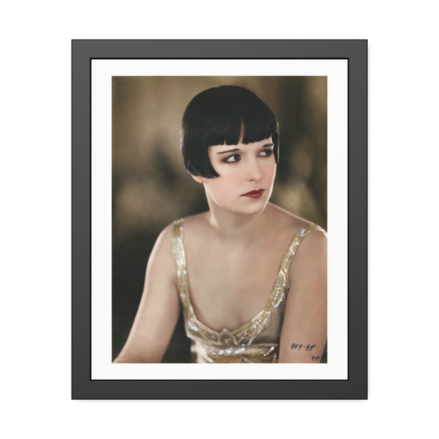 Vintage 1920s Louise Brooks Portrait Framed Poster — Art Deco Wall Print
