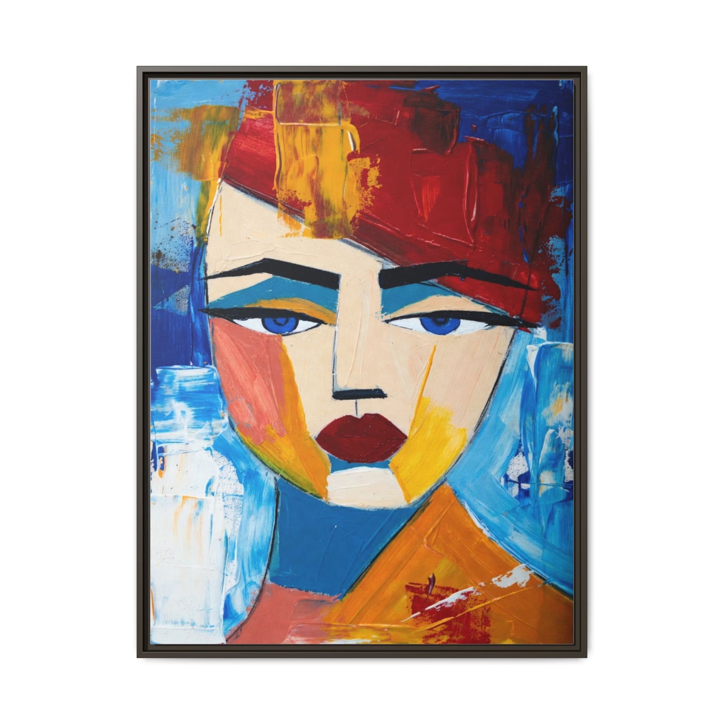 Abstract Colorful Portrait Framed Canvas Art