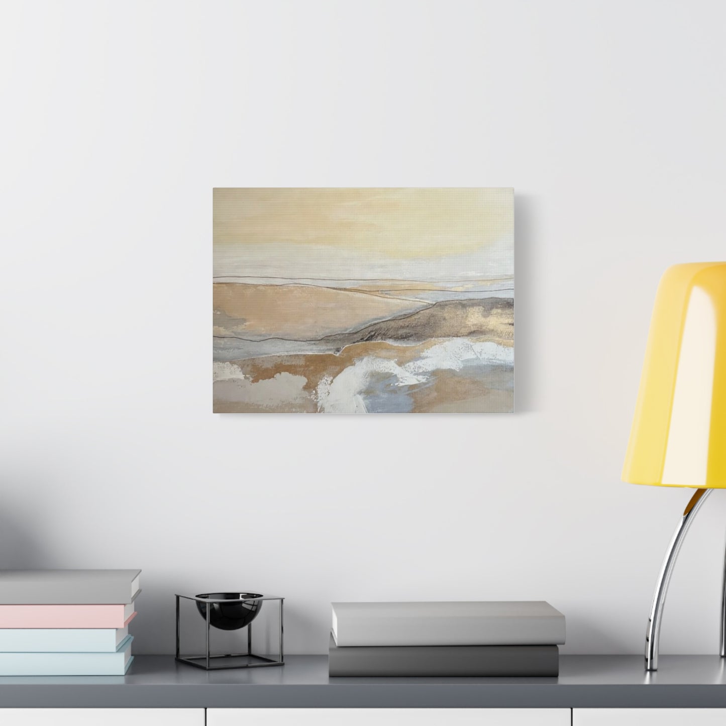 Abstract Coastal Landscape Canvas — Neutral Seascape Matte Stretched Wall Art