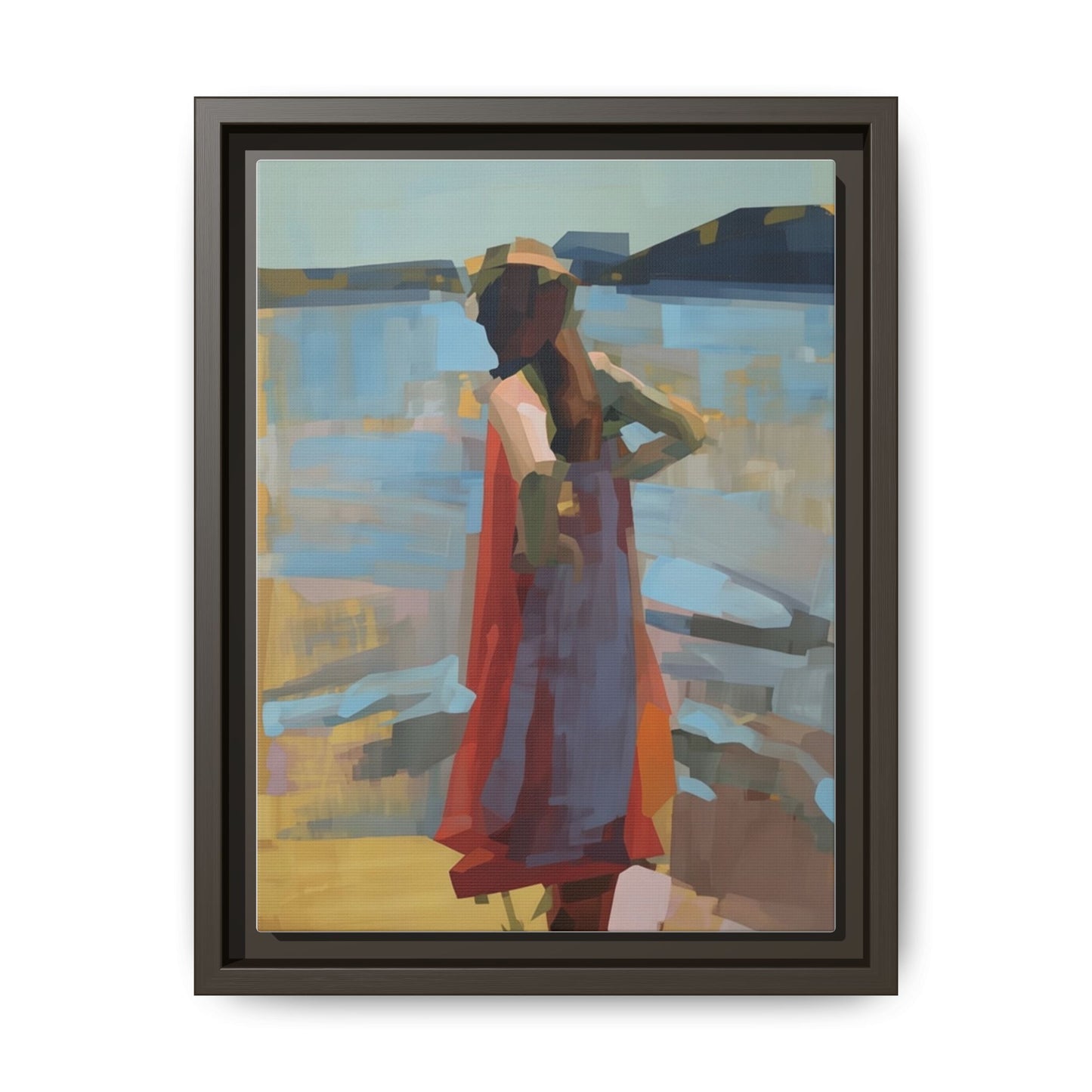 Framed Matte Canvas Print — Coastal Woman Abstract Art
