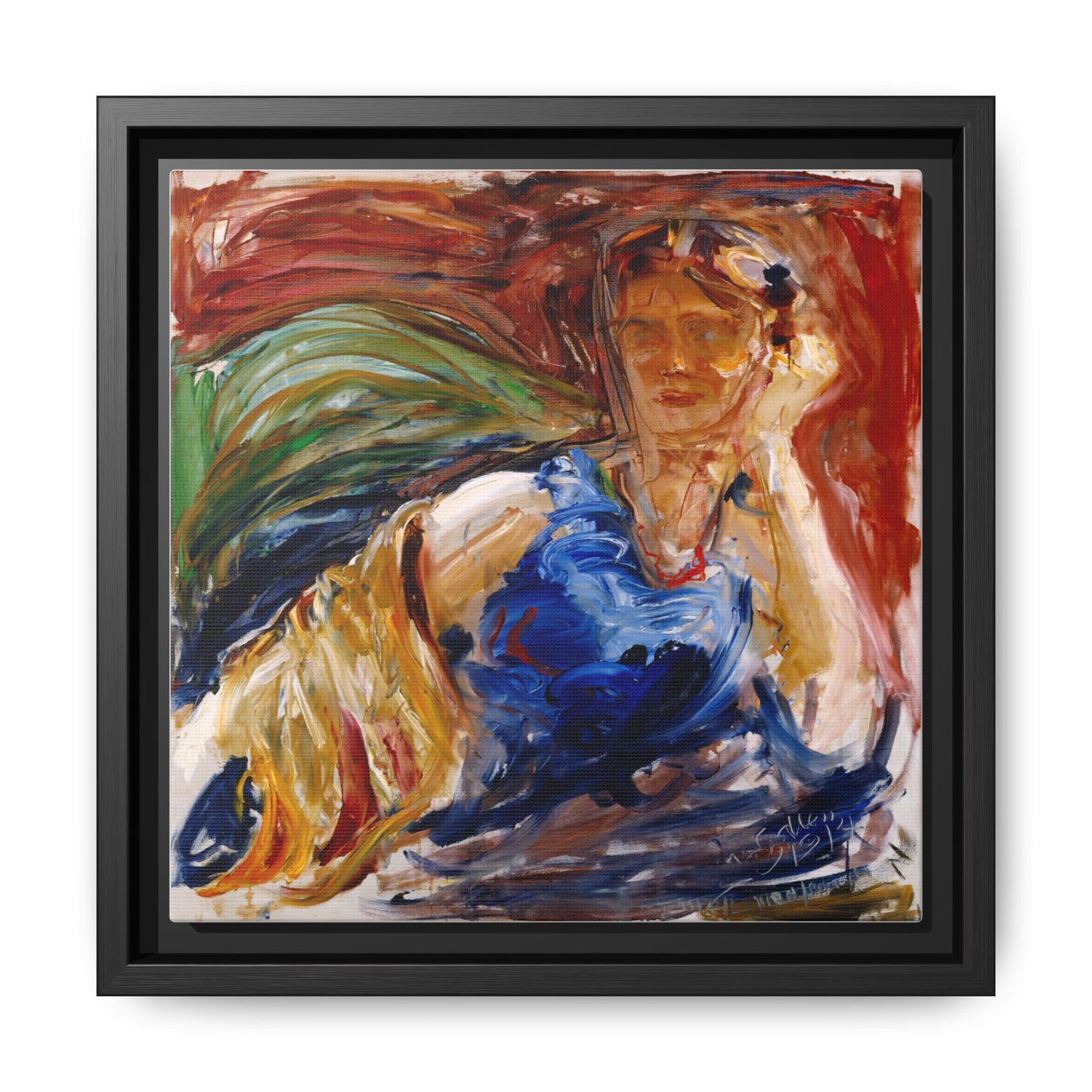 Portrait of hyllis Sjostrom by Akseli Gallen-Kallela Canvas Matte Framed Wall Art Print