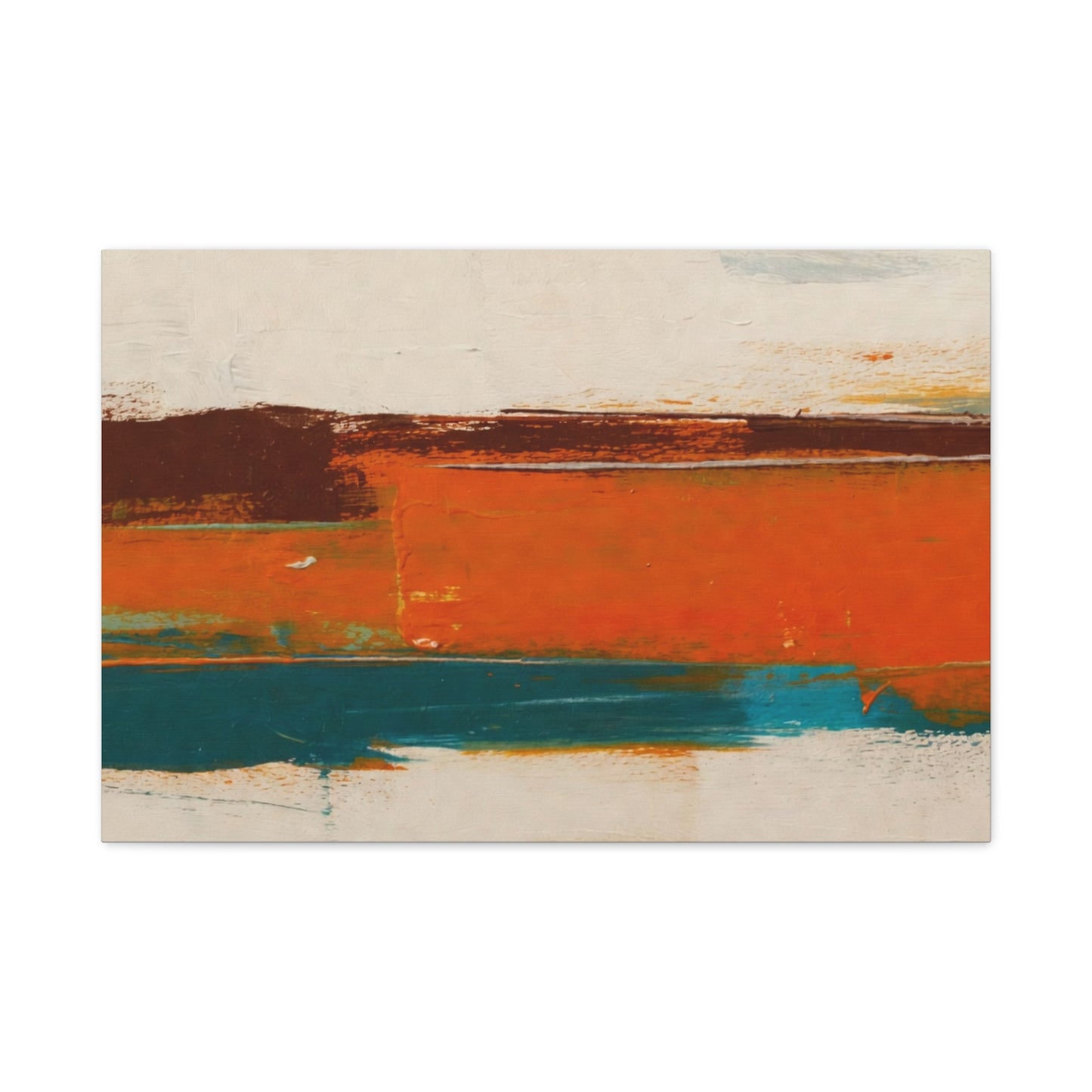 Abstract Orange & Teal Matte Canvas Wall Art — Stretched 1.25"