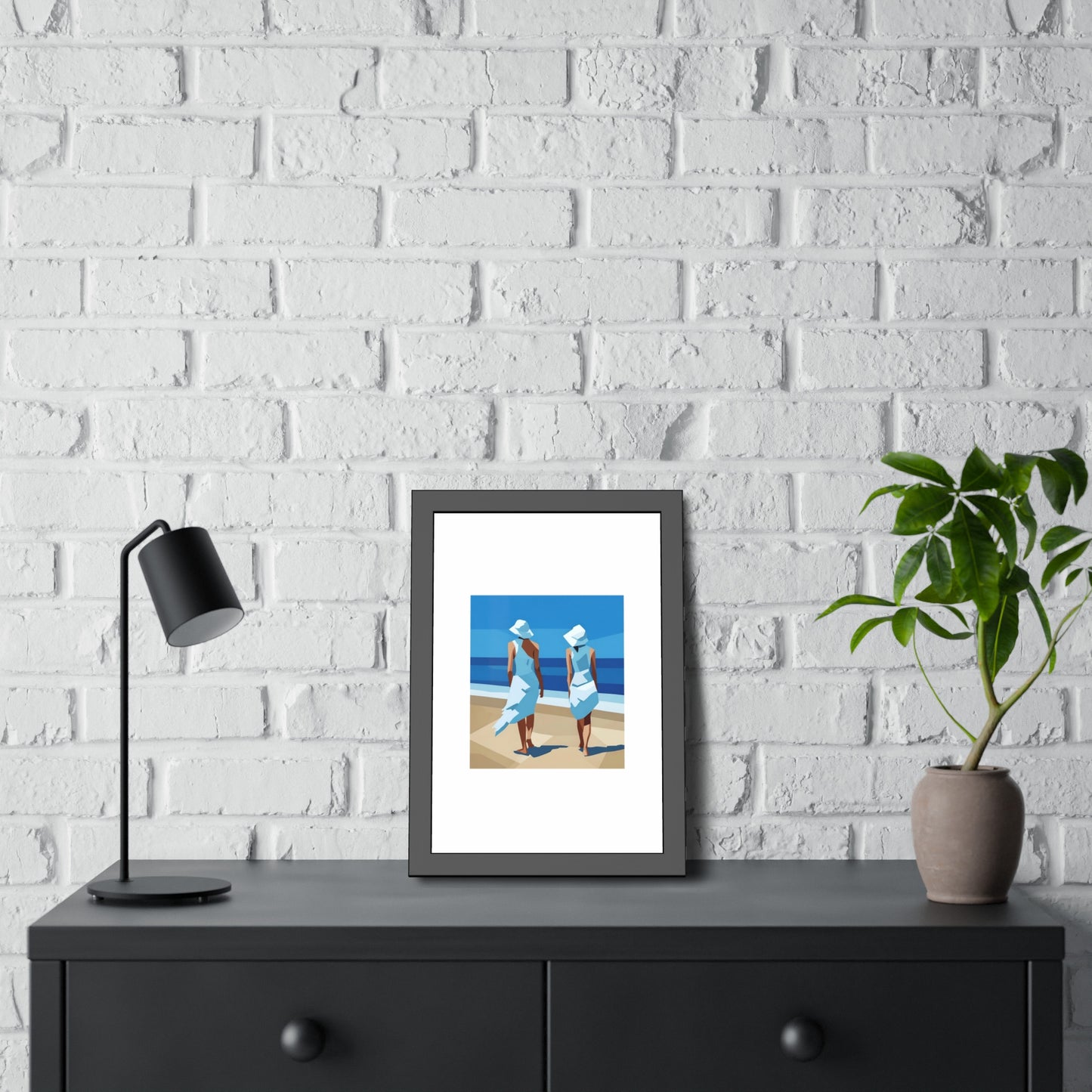 Framed Beach Poster — Vintage Coastal Art Print