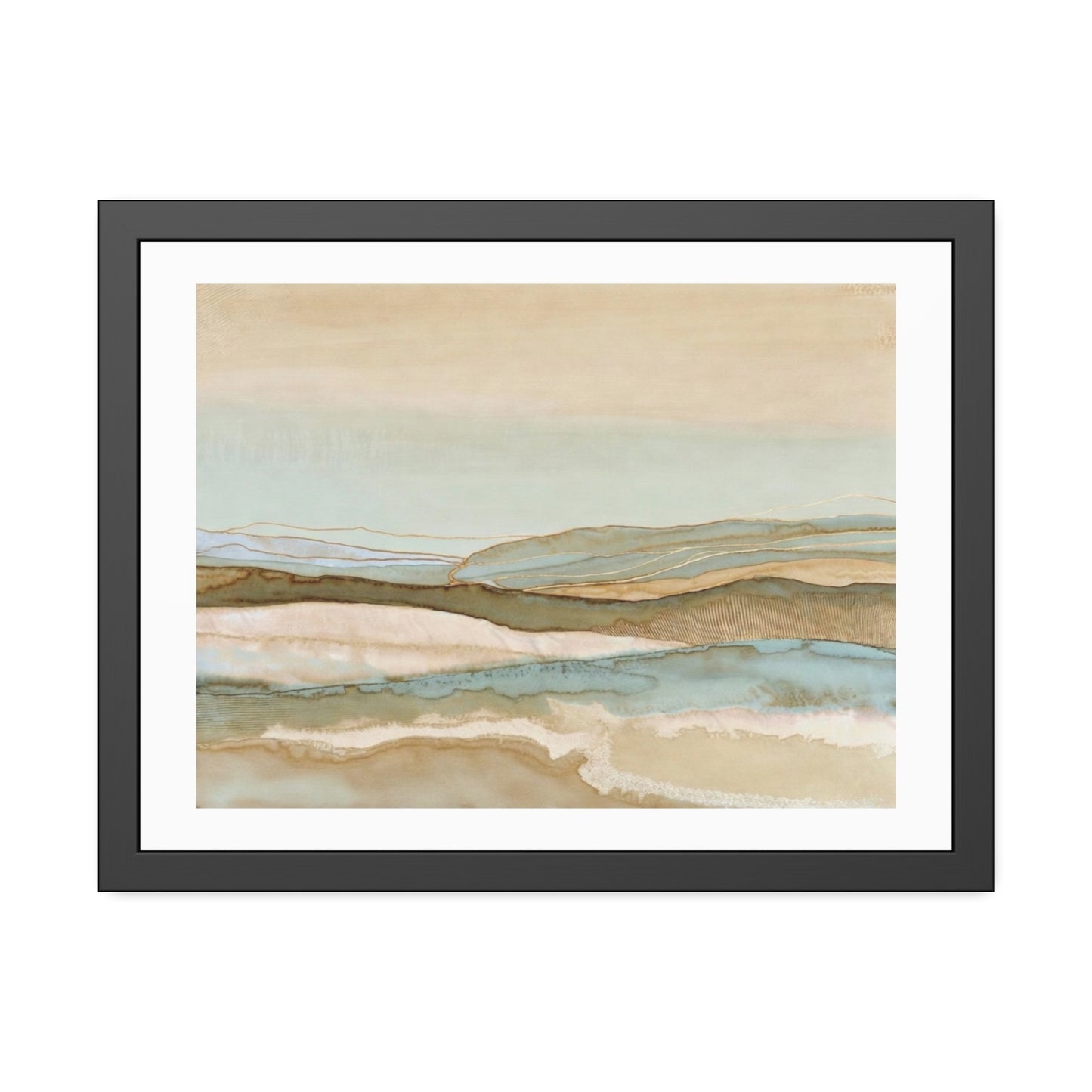 Framed Abstract Landscape Poster — Coastal Watercolor Wall Art