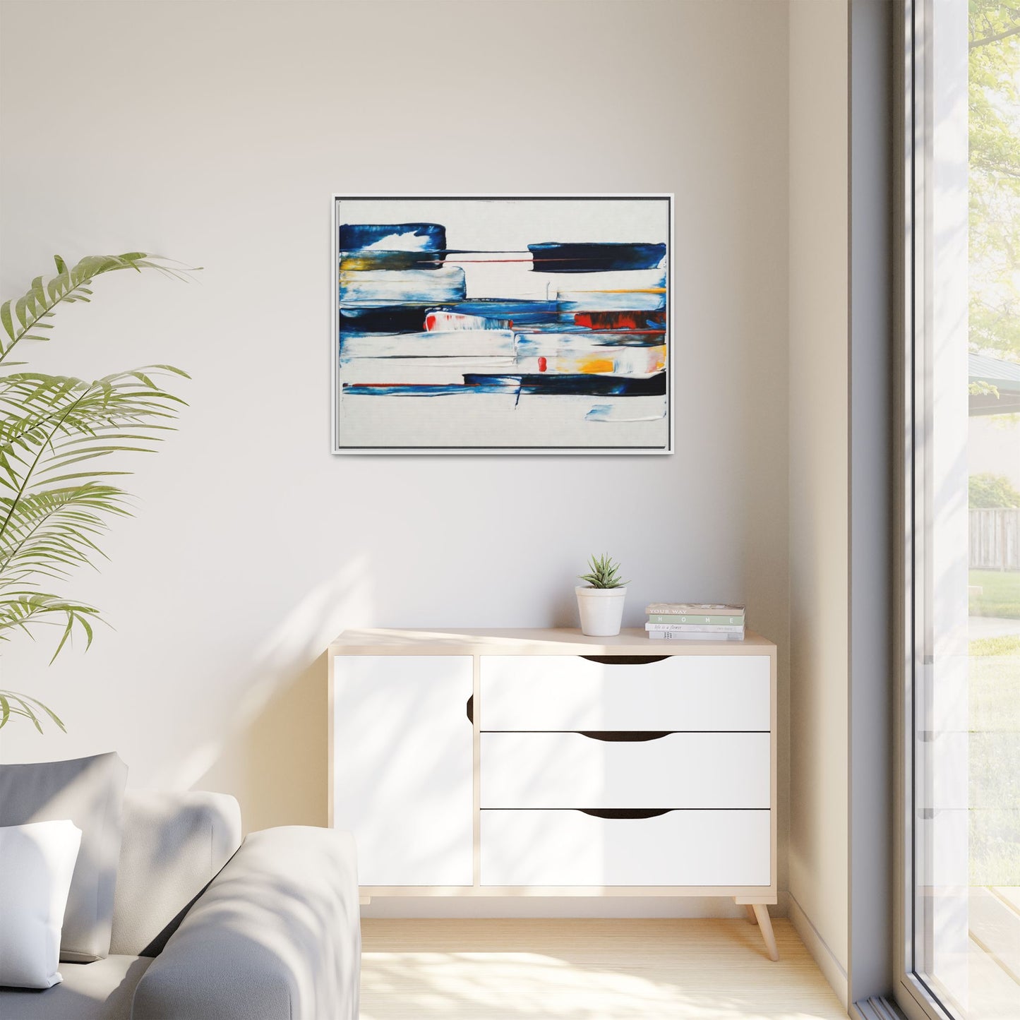 Abstract Coastal Brushstrokes Framed Canvas Print
