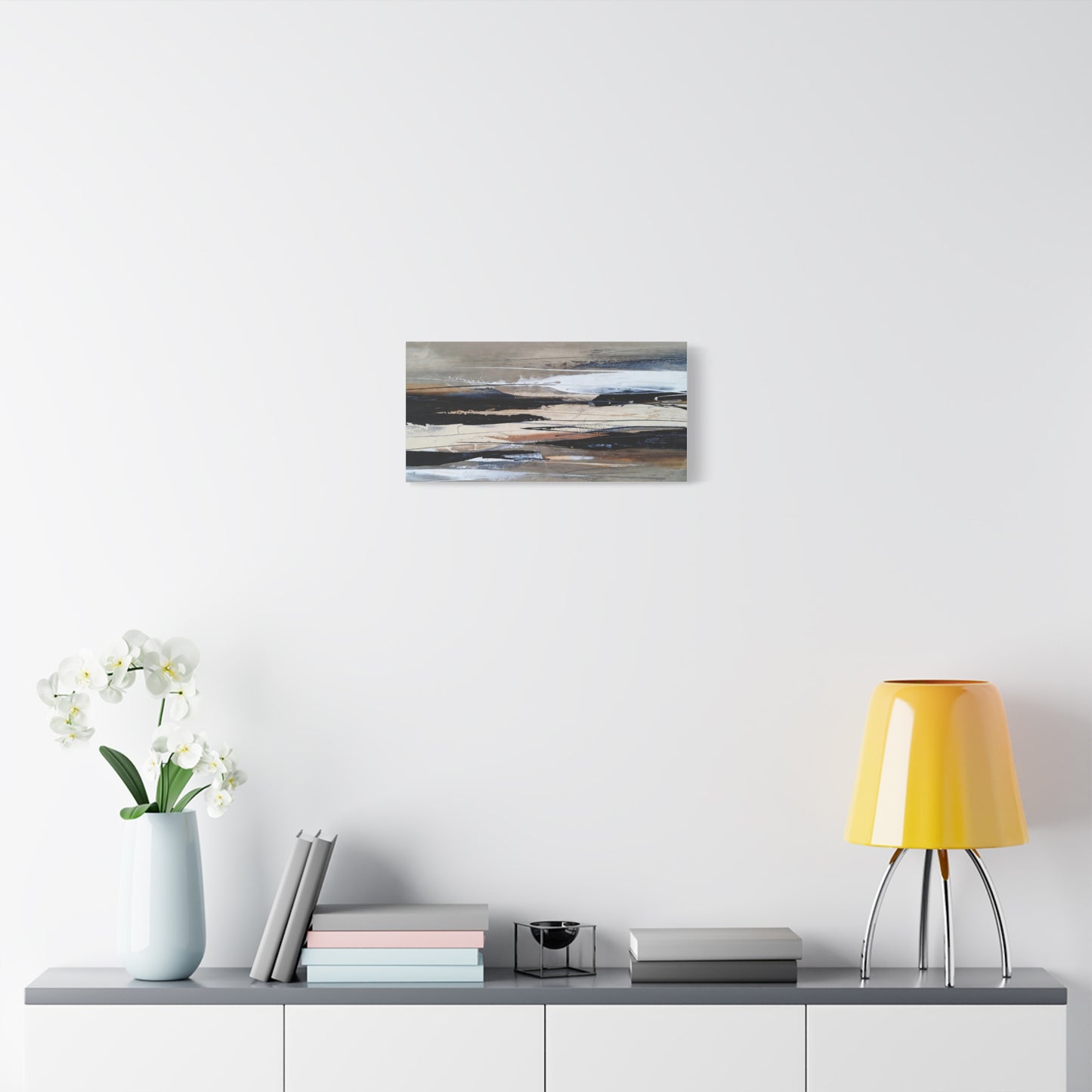 Abstract Coastal Landscape Canvas — Neutral Tones Matte Stretched Wall Art