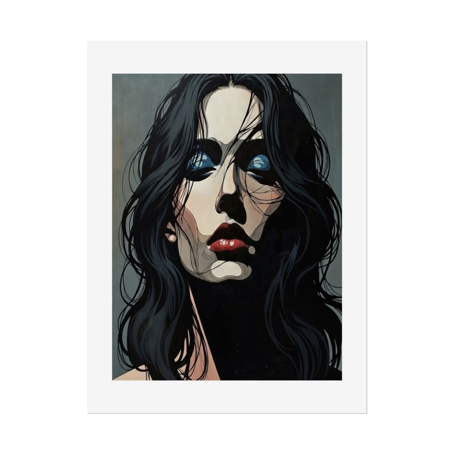Rolled Poster — Moody Portrait Art Print (Dark Femme, Blue Eyeshadow)