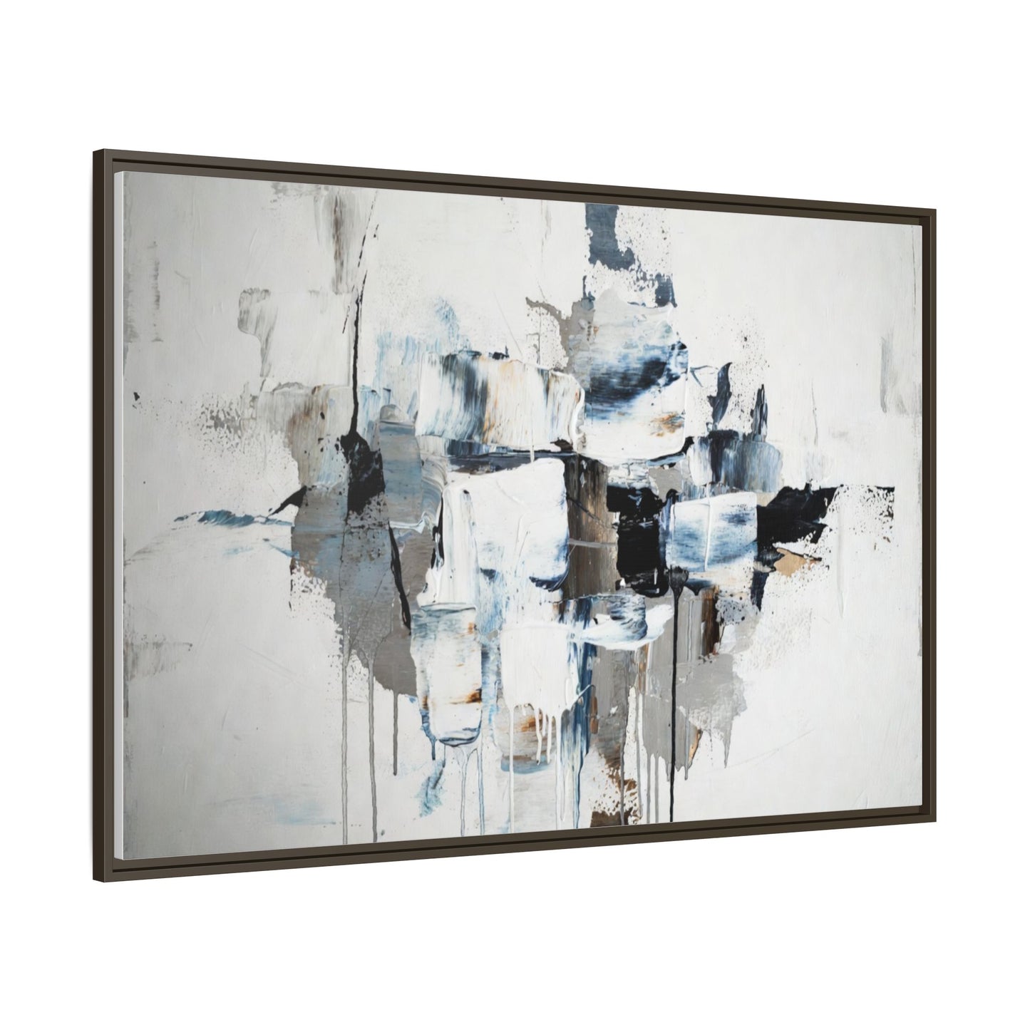 Framed Abstract Canvas Art — Blue Neutral Modern Wall Print