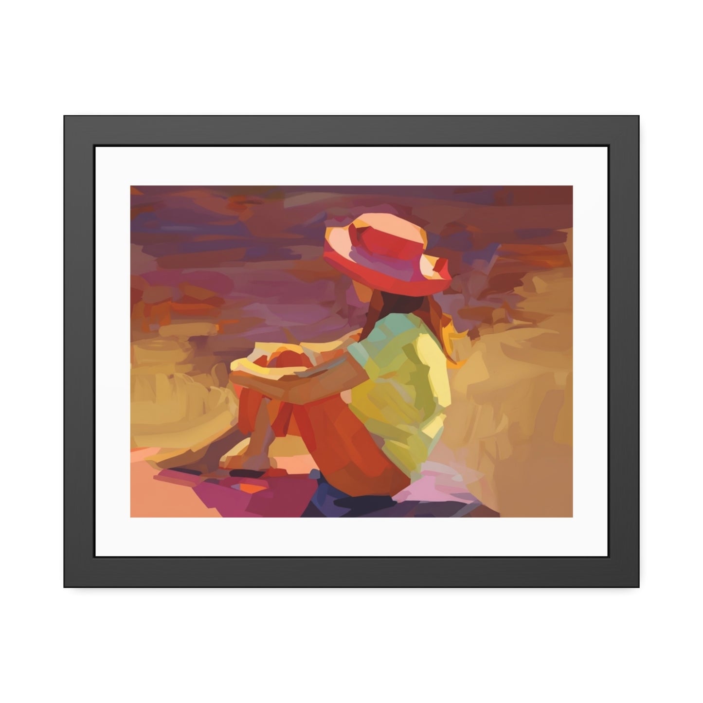 Framed Poster — Vibrant Coastal Girl Illustration, Summer Beach Wall Art