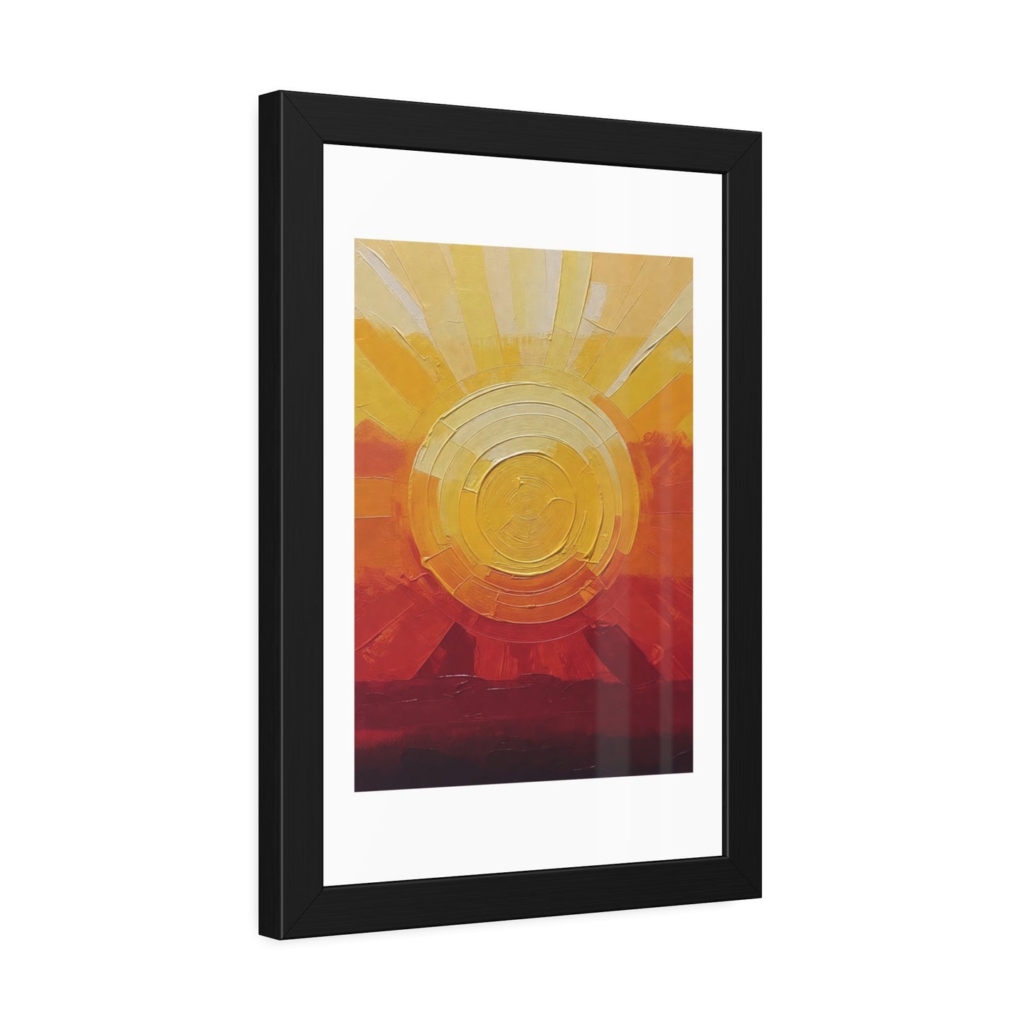 Sunburst Abstract Framed Art Print — Warm Sunrise Poster