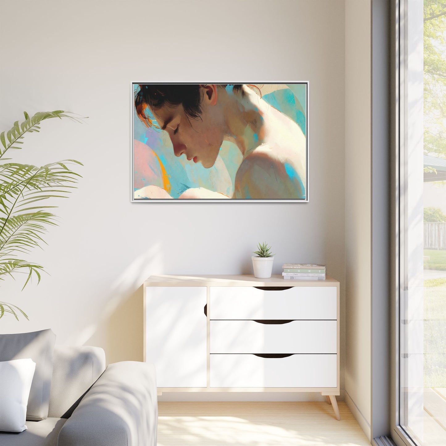 Framed Matte Canvas Print — Dreamy Portrait Art (Multi‑Color)