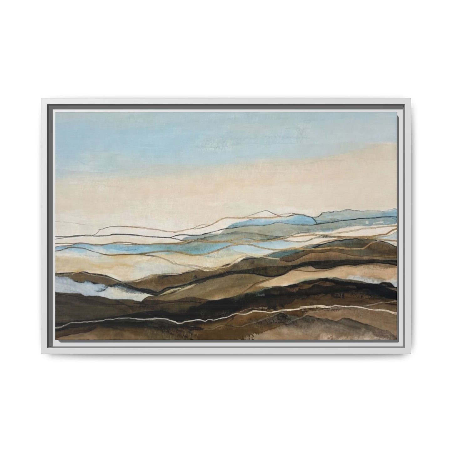 Framed Matte Canvas Print — Abstract Coastal Landscape Wall Art