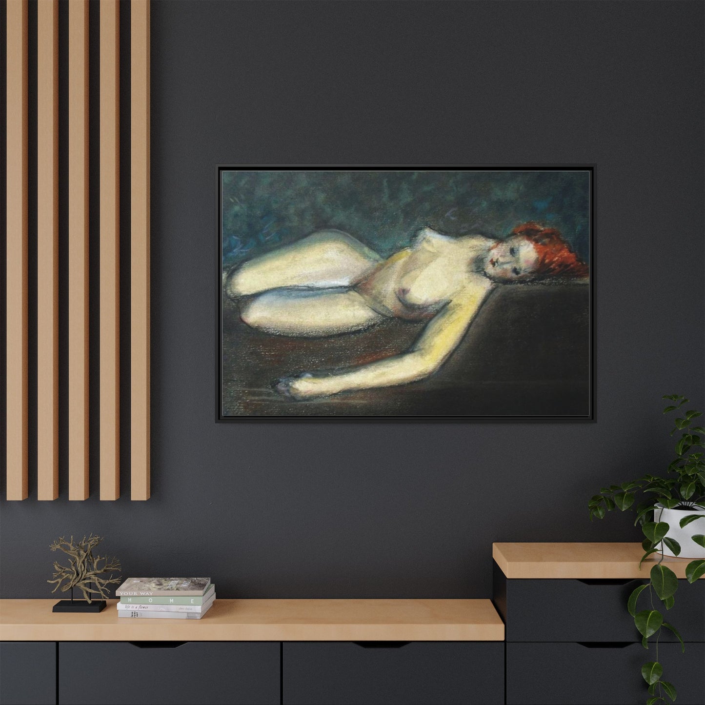 Lying nude by Paul Gosselin Framed Matte Canvas Wall Art Print