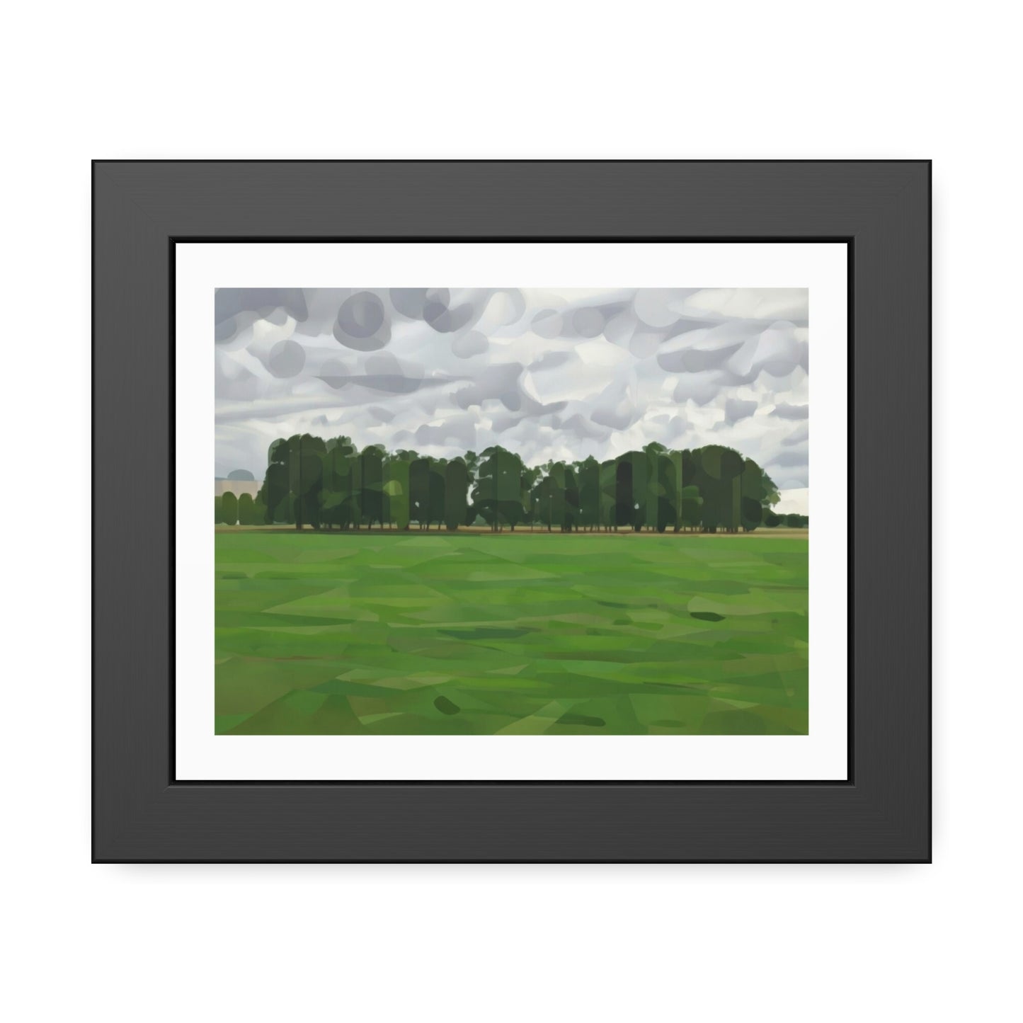 Framed Landscape Poster — Minimal Green Field Art Print