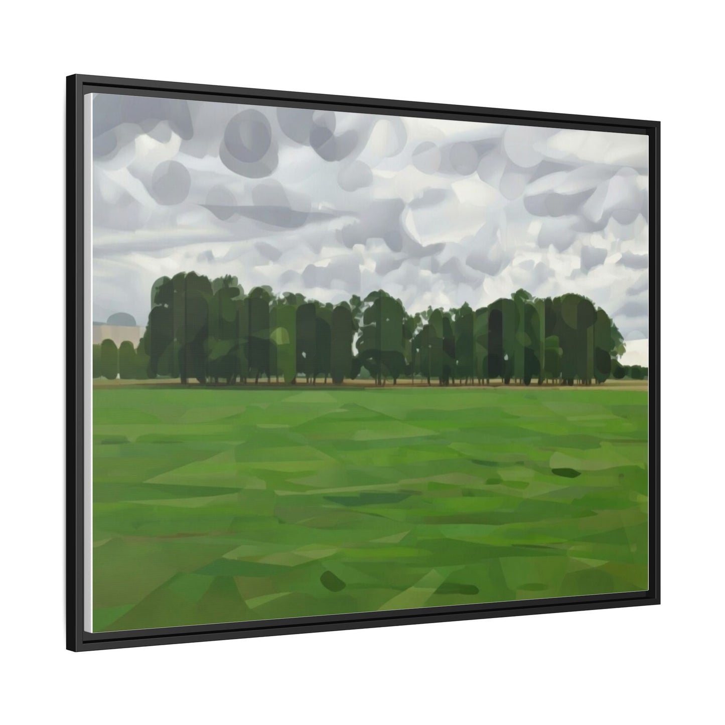 Framed Matte Canvas Print — Minimalist Green Landscape Art