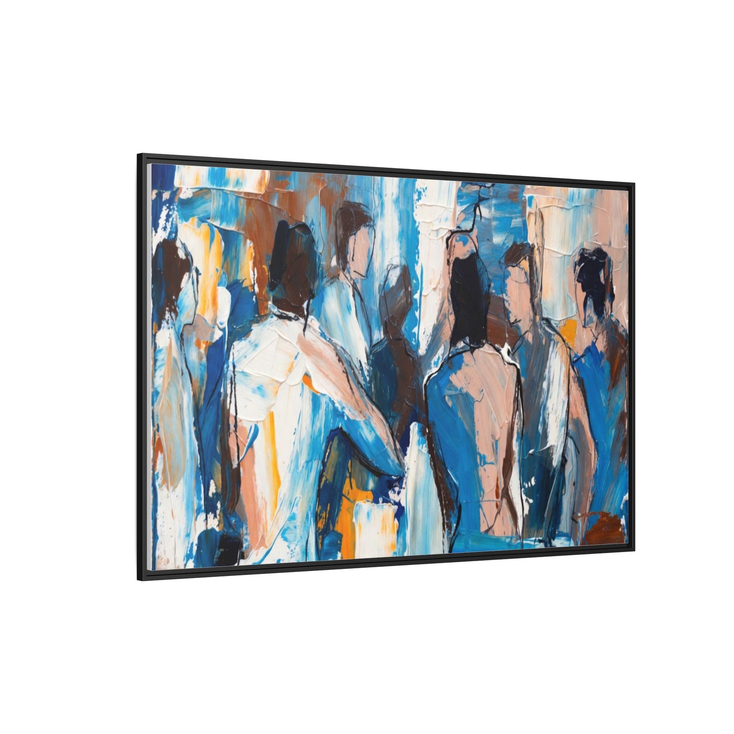 Abstract Coastal Figures Matte Canvas Framed Wall Art