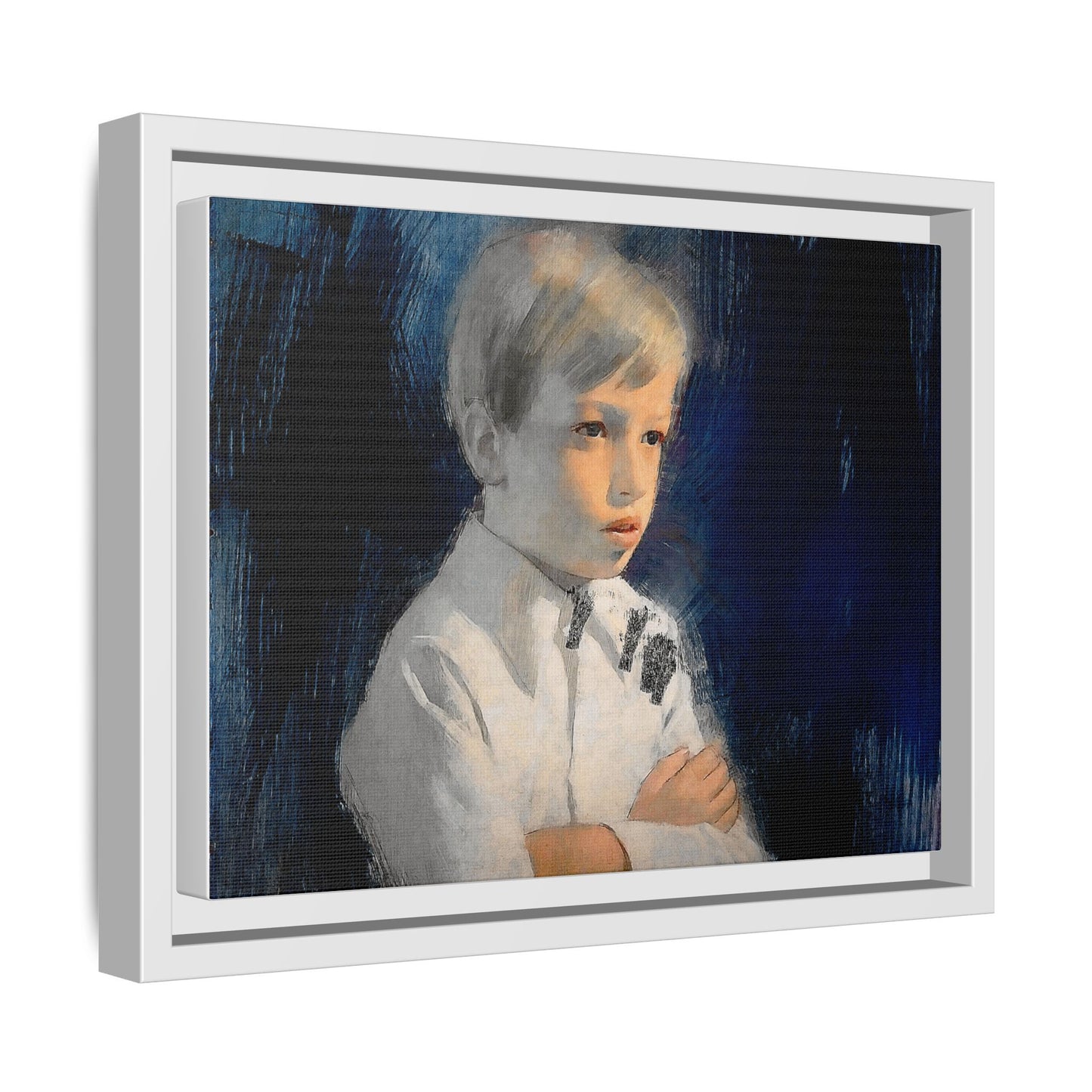 Painting of boy by Unknown Artist Framed Matte Canvas Wall Art Print