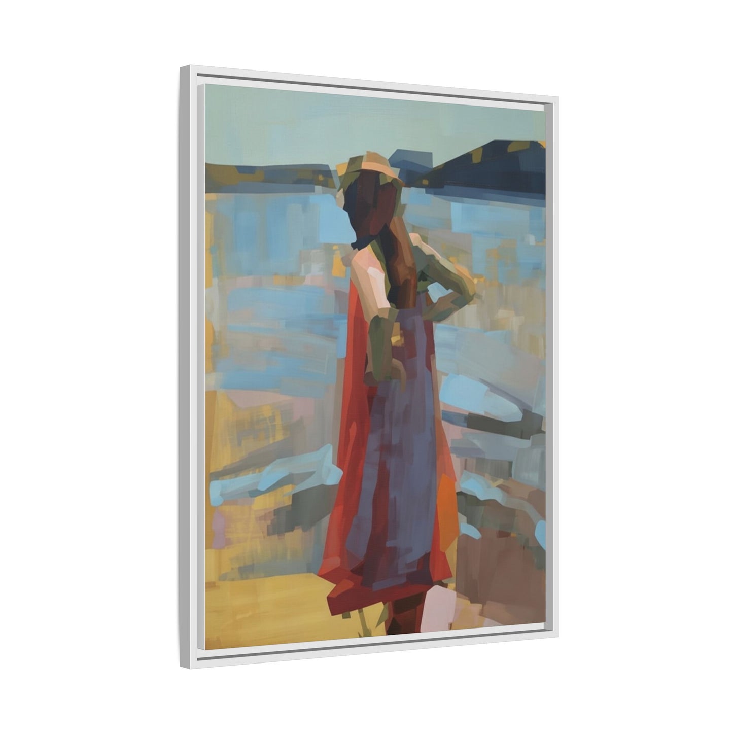 Framed Matte Canvas Print — Coastal Woman Abstract Art