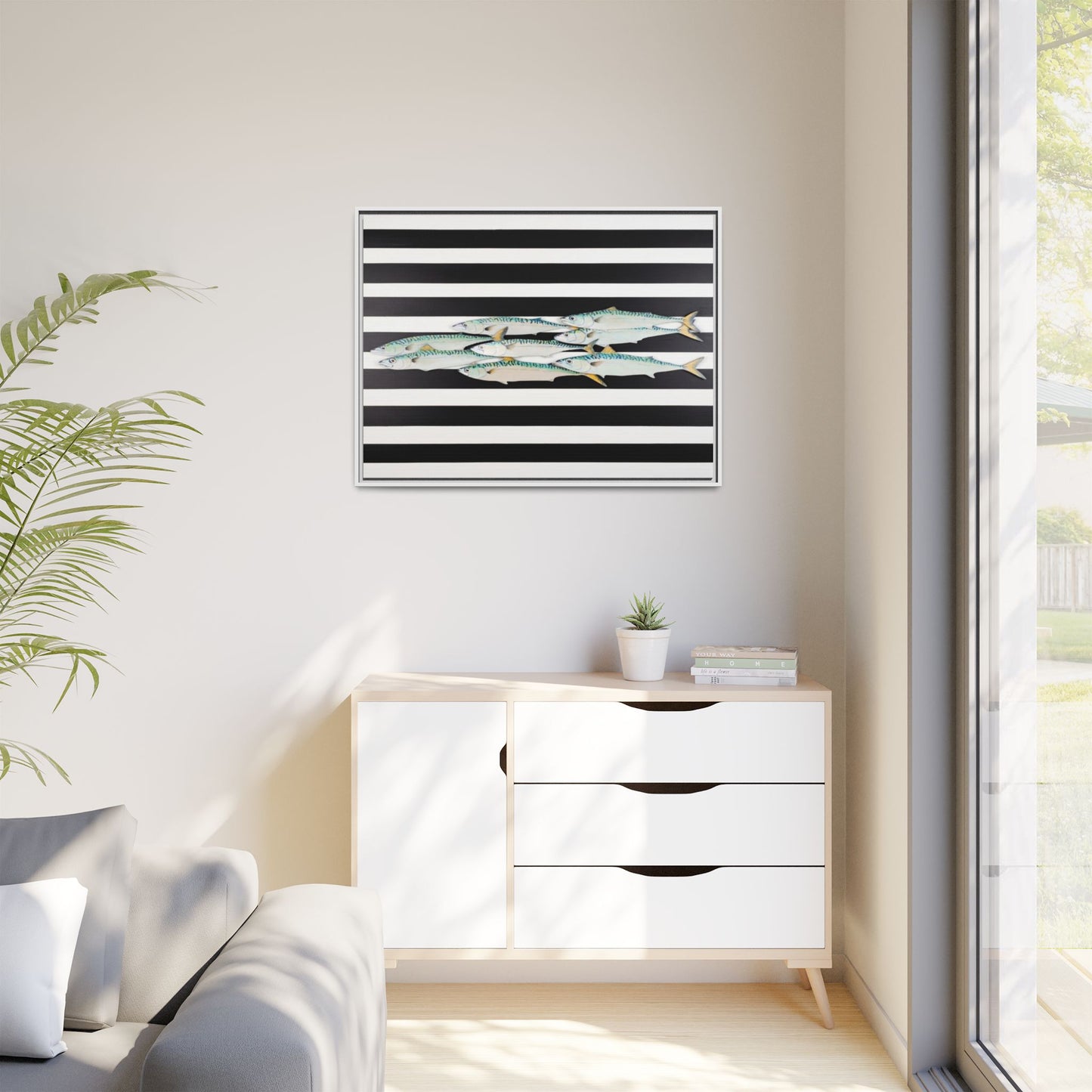 Striped Mackerel Canvas Print — Framed Matte Fish Wall Art