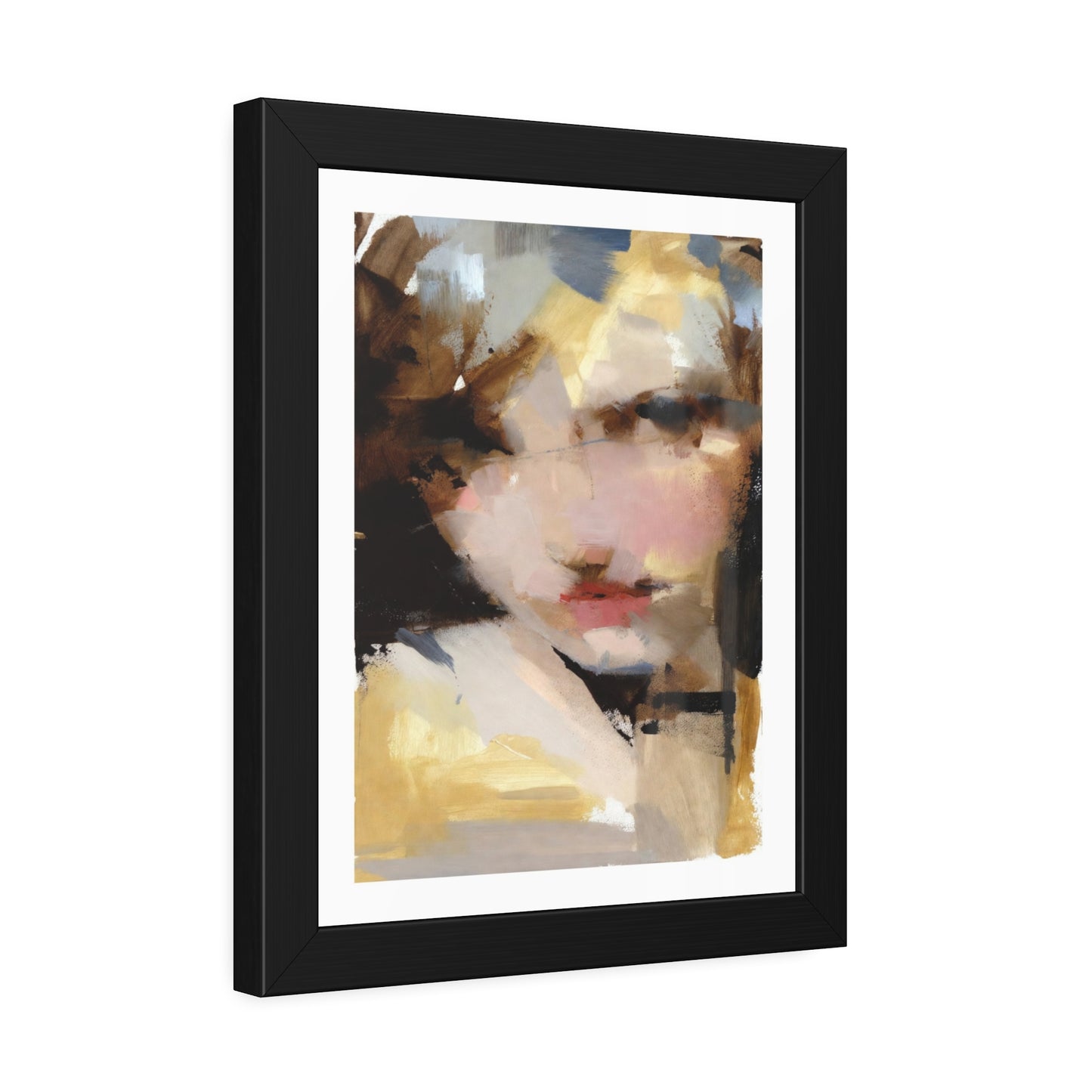 Abstract Portrait Framed Poster – Modern Impressionist Wall Art