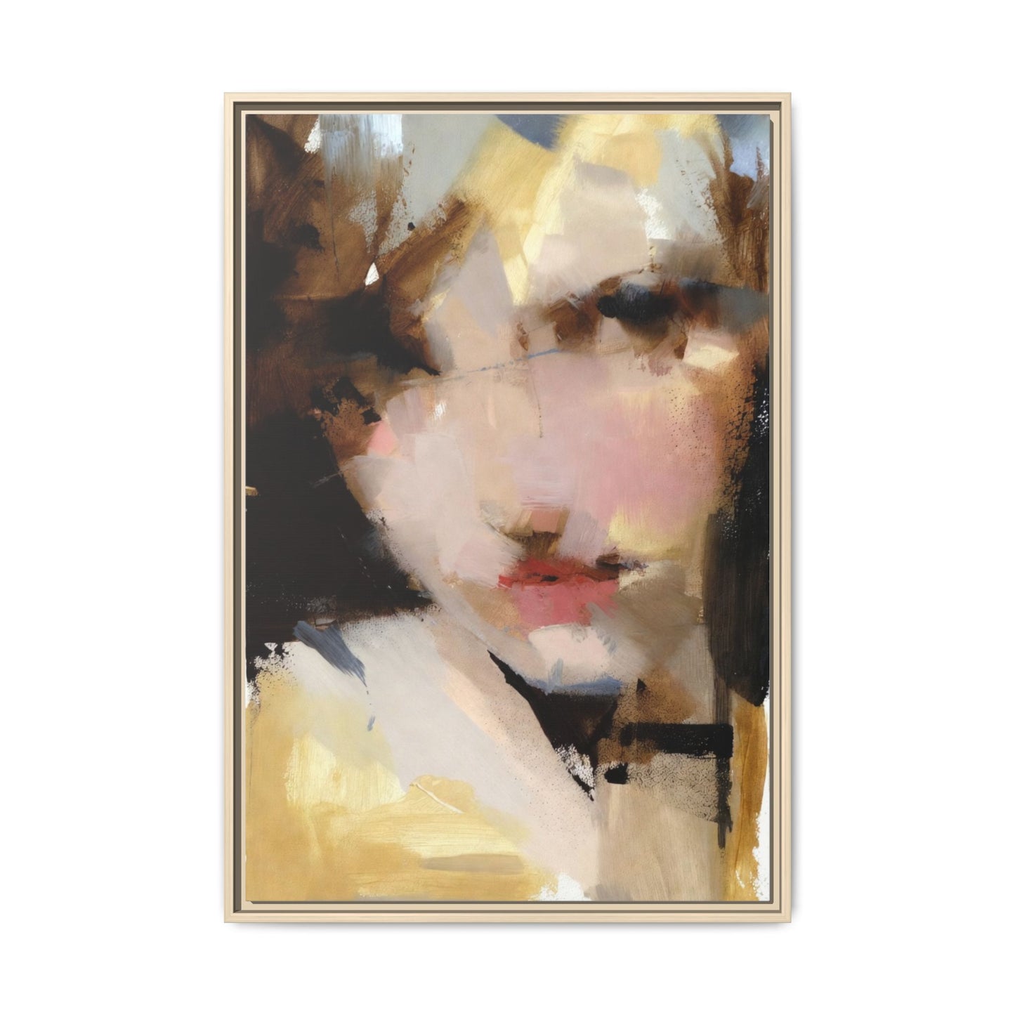 Abstract Portrait Matte Canvas Framed Print — Modern Feminine Wall Art
