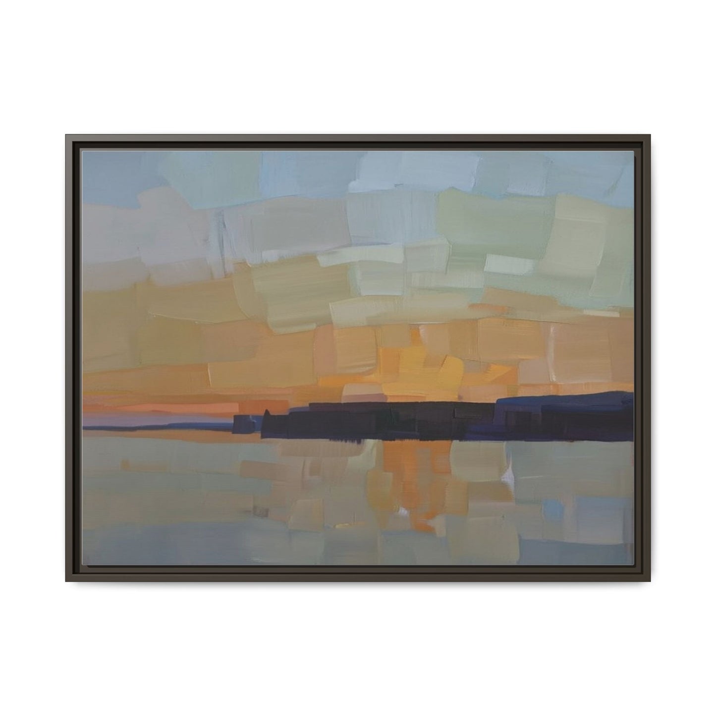 Framed Matte Canvas Sunset Abstract Landscape Art Print