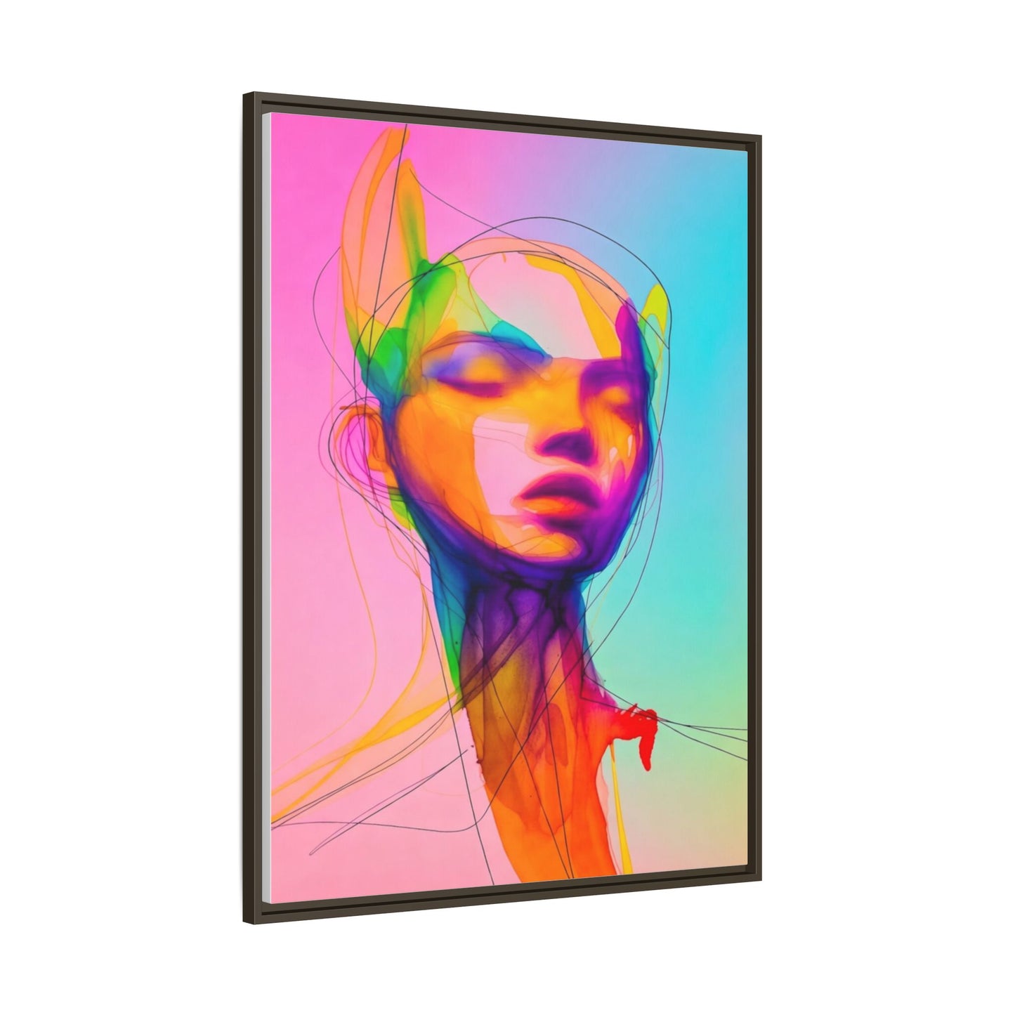 Framed Matte Canvas Art — Vibrant Abstract Portrait Wall Print