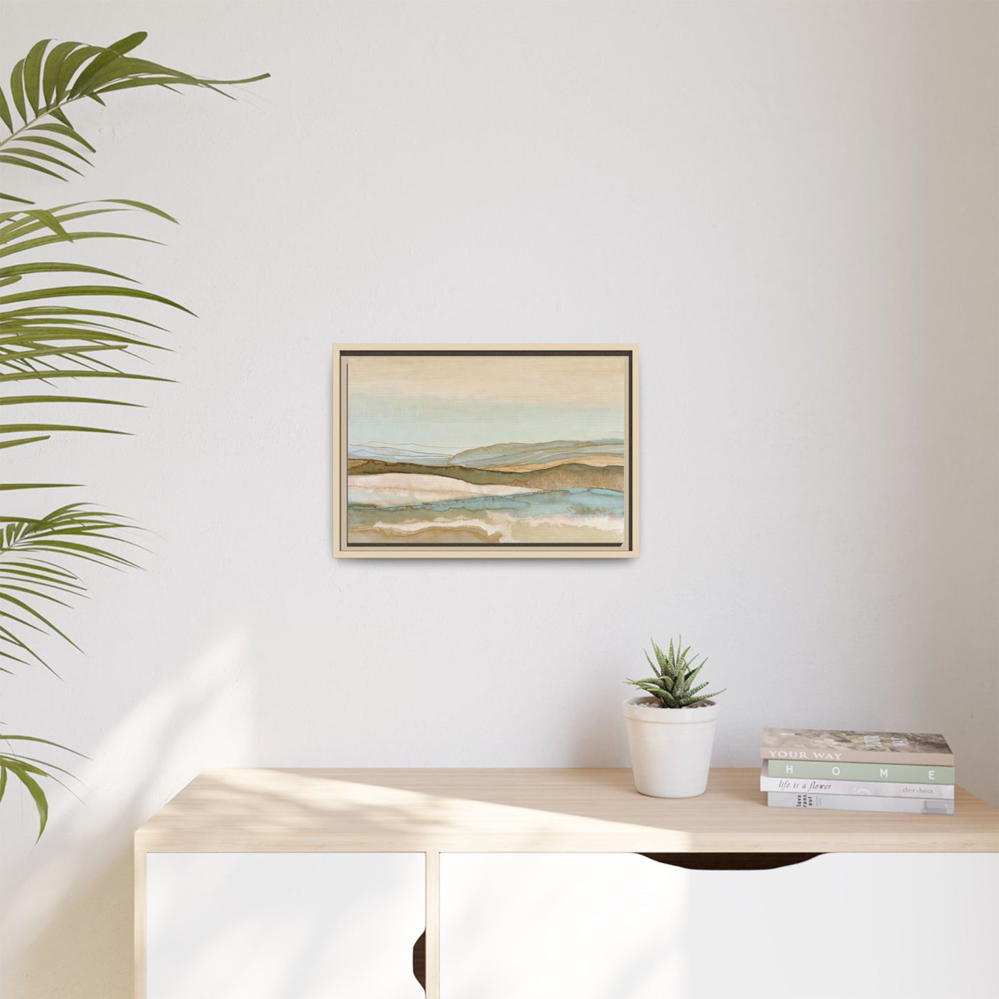 Framed Matte Canvas Coastal Abstract Landscape Wall Art