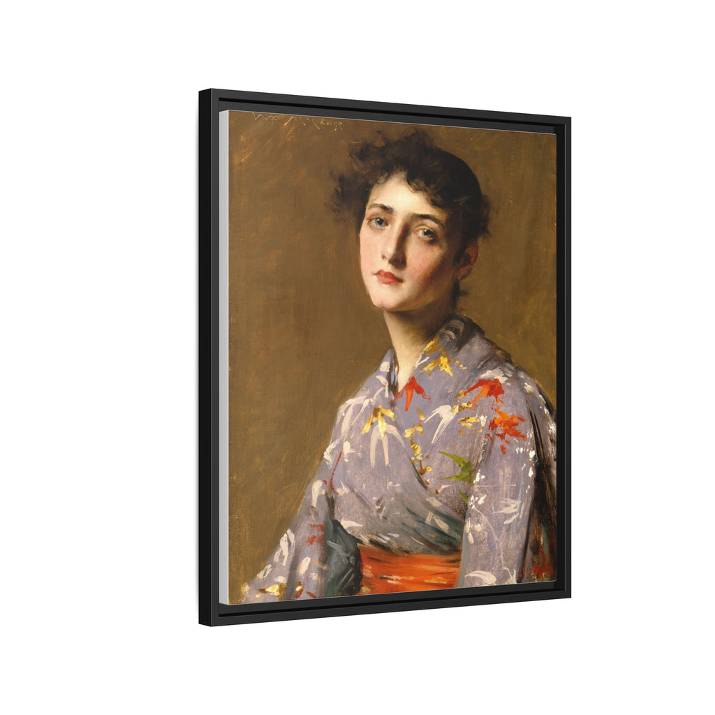 Girl in a Japanese Costume by William Merritt Chase Framed Matte Canvas Wall Art Print