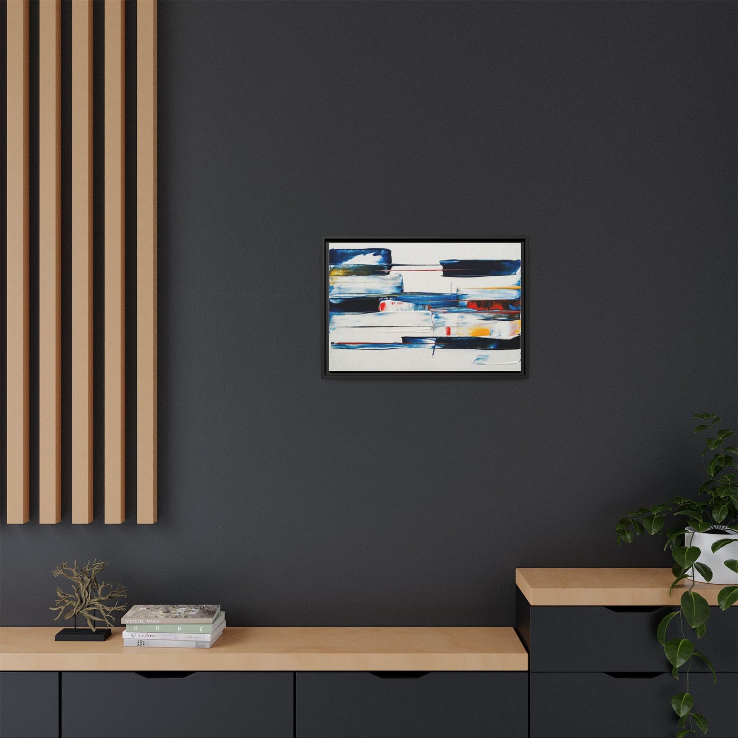 Abstract Coastal Brushstrokes Framed Canvas Print
