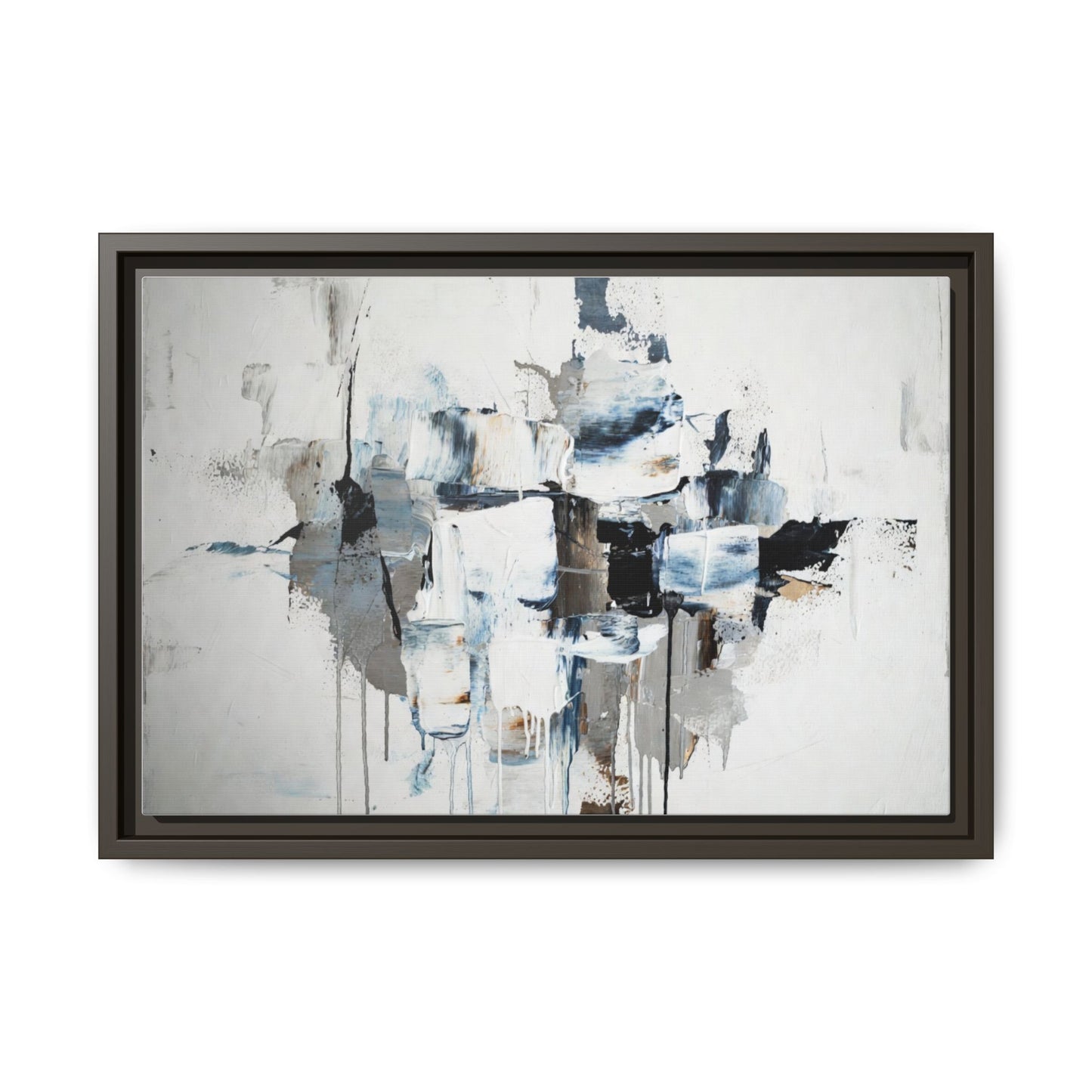 Framed Abstract Canvas Art — Blue Neutral Modern Wall Print