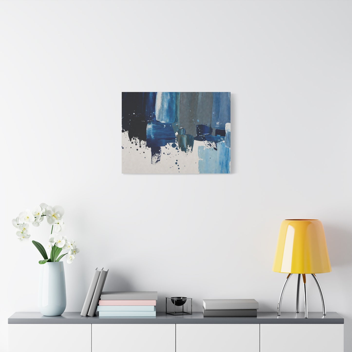 Blue Abstract Canvas Wall Art – Modern Matte Stretched Canvas