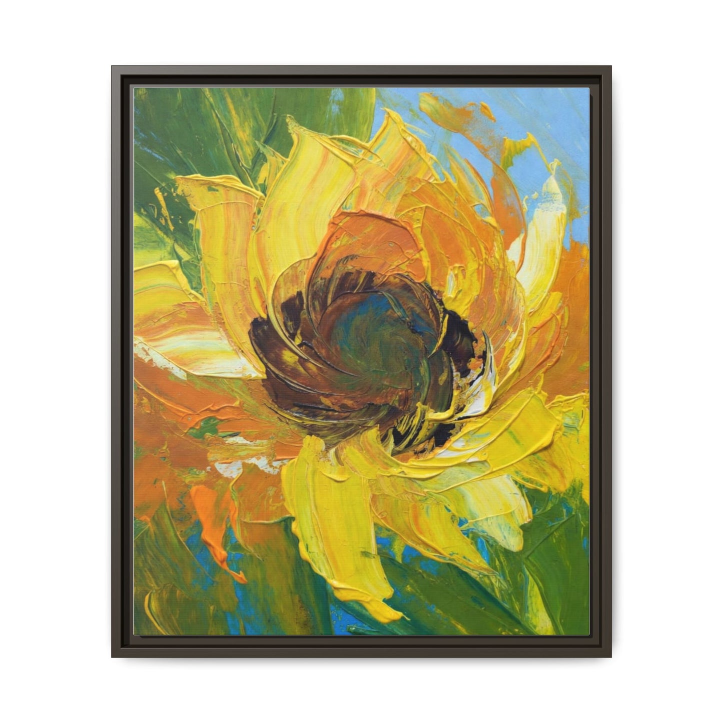 Framed Sunflower Abstract Matte Canvas Print